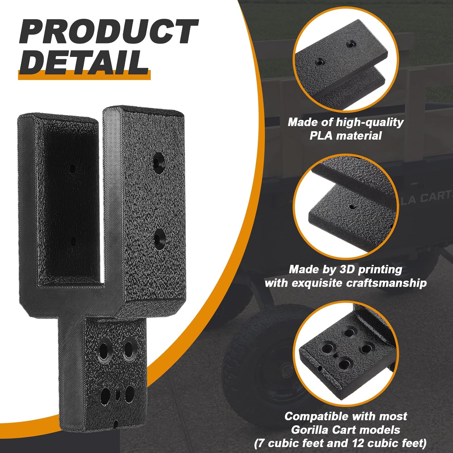 Set of 4 Garden Cart Sidewall Attachments Heavy Duty Sidewall Bracket Compatible with Gorilla Cart 7 12 Cu/Ft Wagon Trailer, Fits 3/4" x 2" x 2.5" Hole, with Screw, Increase Storage Capacity