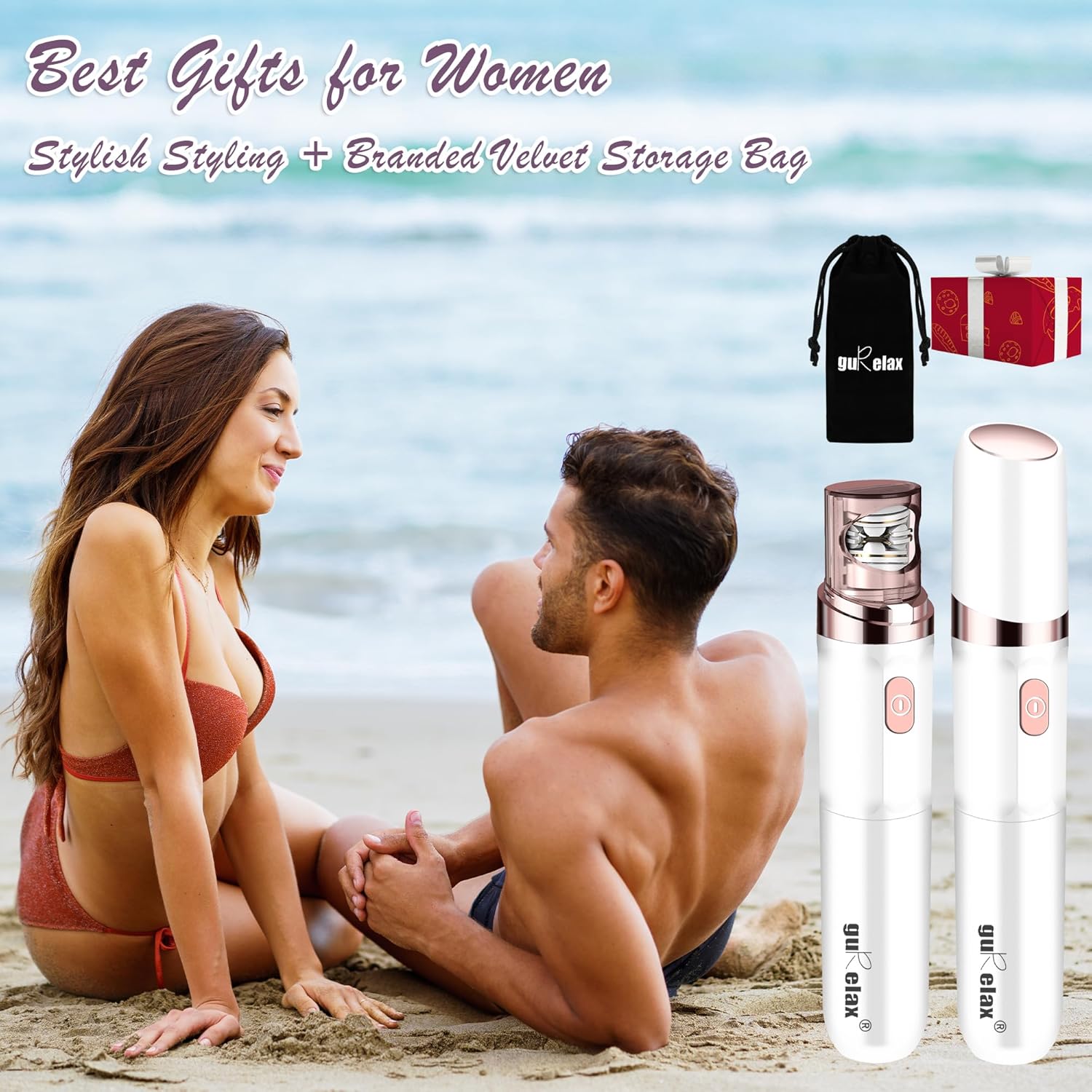 Hair Removal Epilator for Women(Newest), Gurelax Facial Hair Remover, Plucker for Face, Lip, 2-in-1 Epilation System, All Ages and Skin Types,with Brush, Pouch