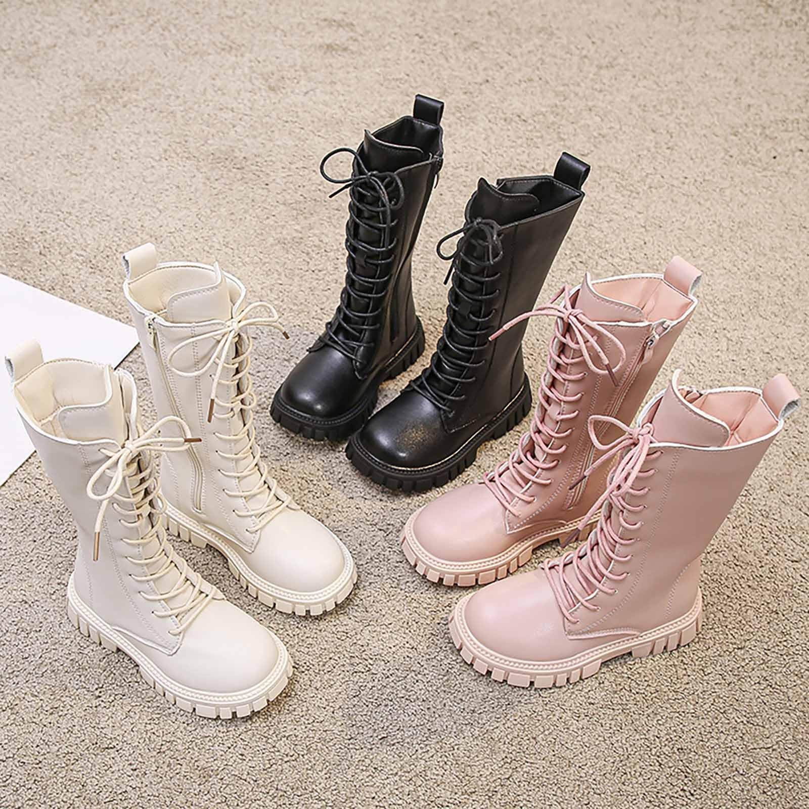 Botas Planas Elegantes para Niñas Botines De Cuero con Y Caña Larga para Niños Pequeños Cómodas para Uso Diario Diseño Antideslizante Y Duradero para Informales Y