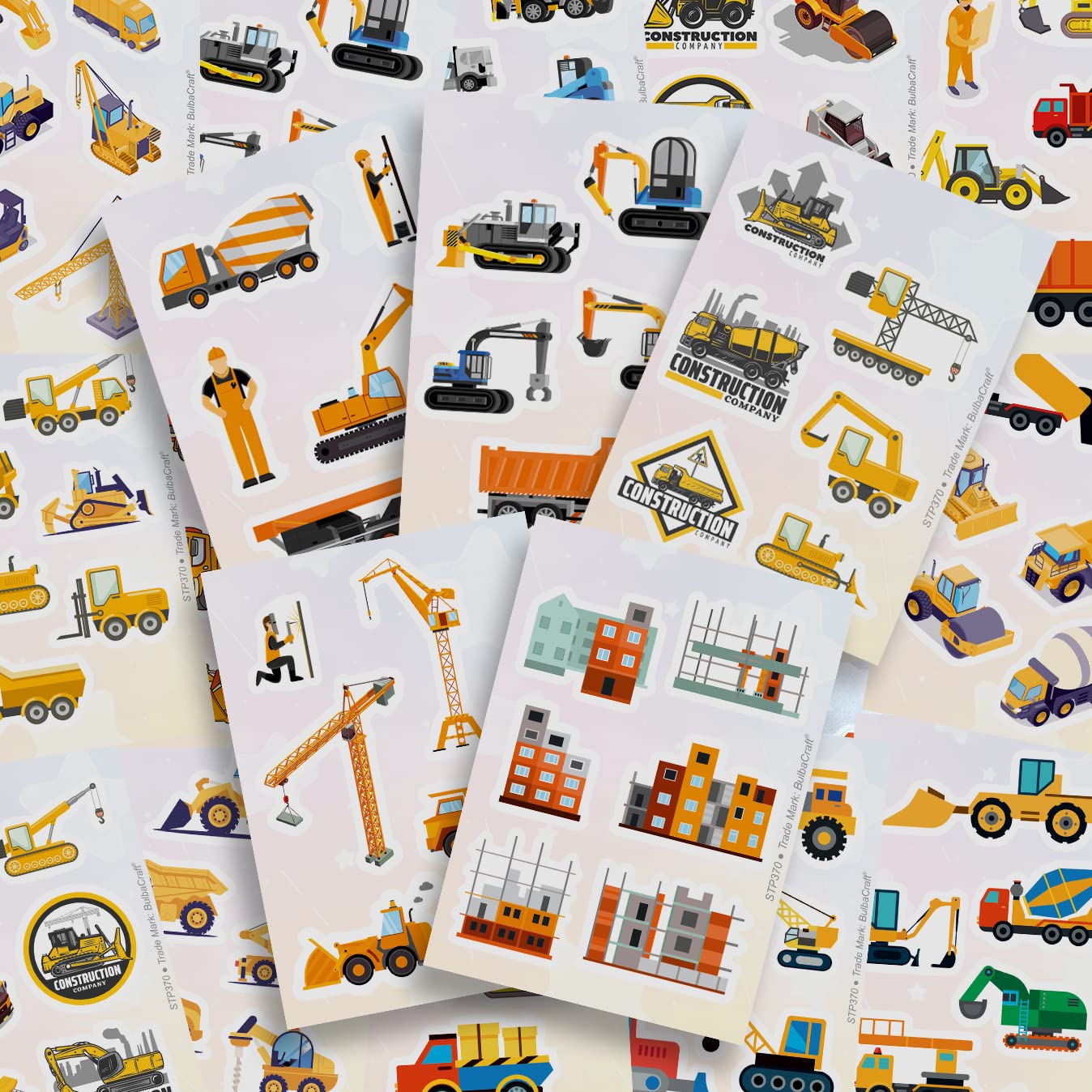 BulbaCraft 100 Pcs Construction Stickers - Construction Birthday Party Supplies, Gifts for Women & Men
