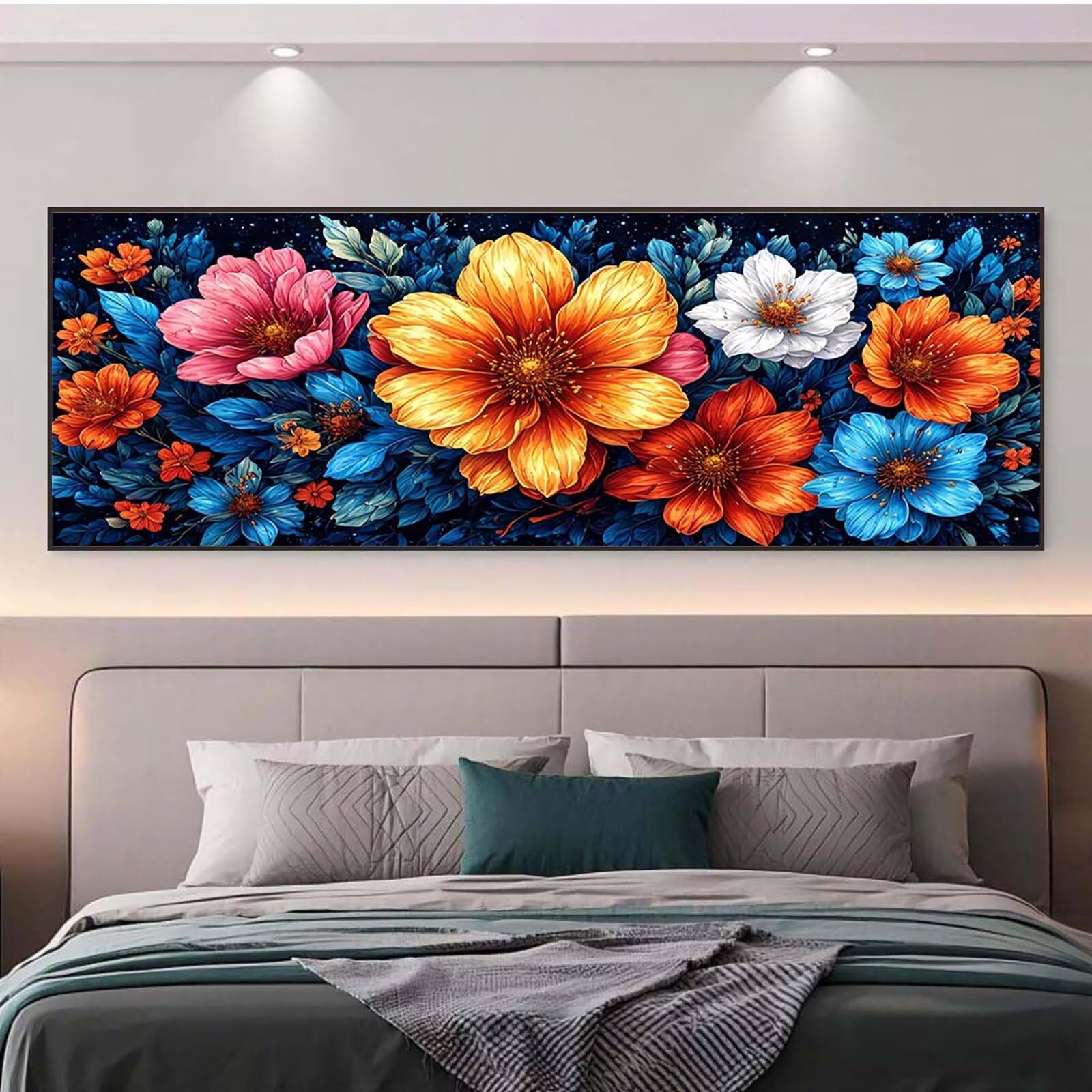 5D DIY duży obraz diamentowy 50 x 125 cm, malowanie diamentami kwiat s0h-42