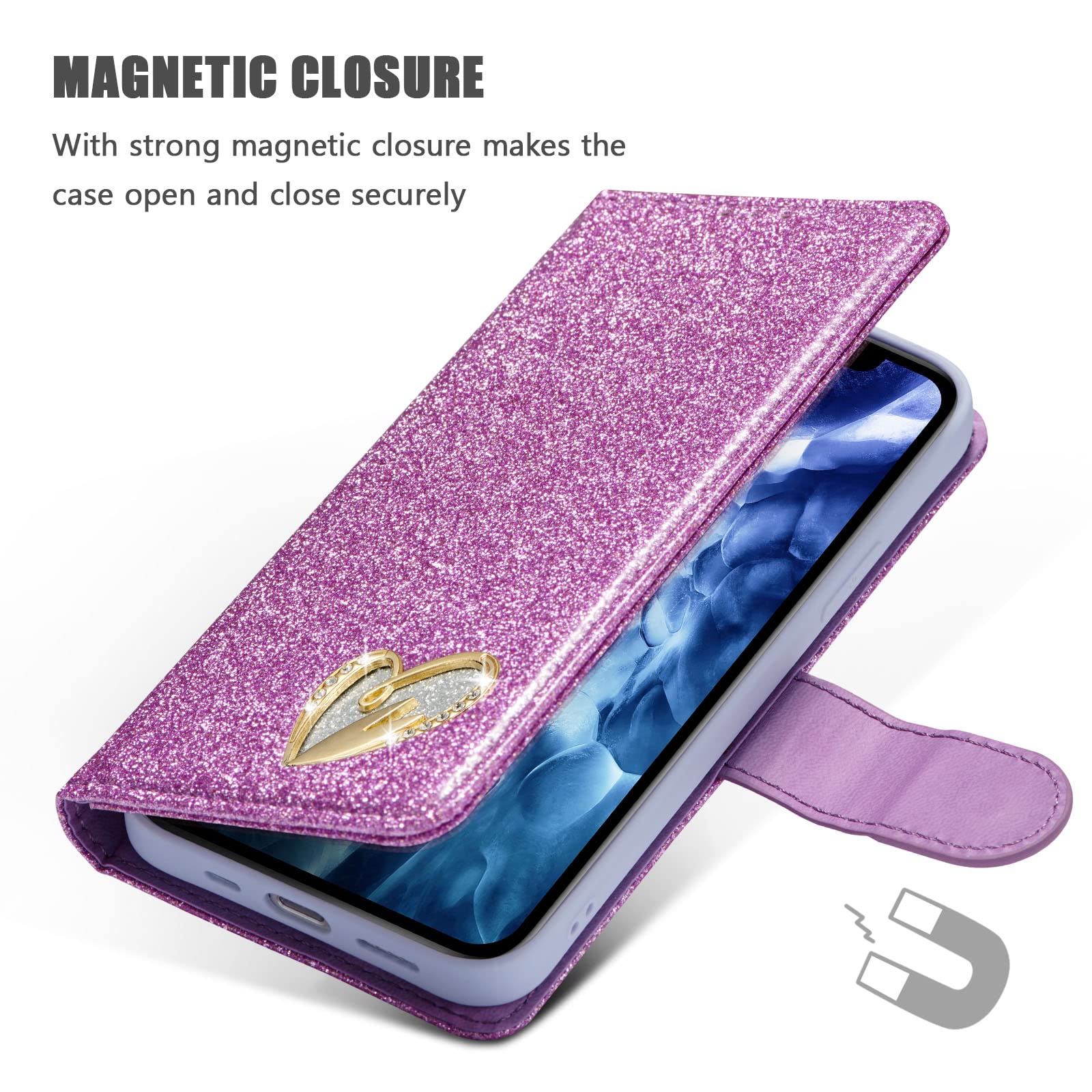 QLTYPRI Custodia Portafoglio Con Magnete Per IPhone 12/12 Pro (6,1'') - Pelle PU Morbida, 2 Slot Carte, Finestra Porta Documenti, Antiurto