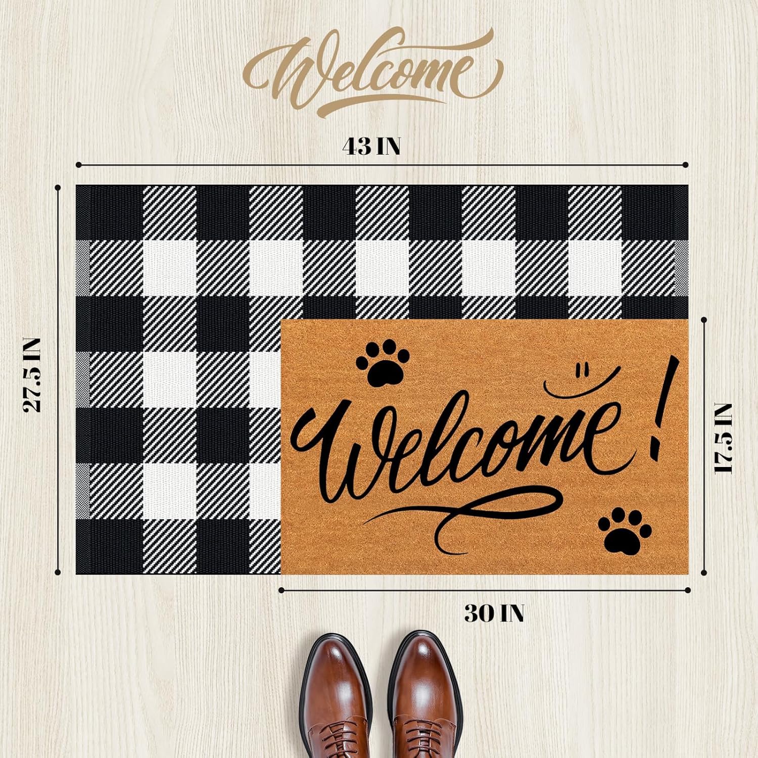 Area Rug, 2’4’’ x 3’7’’ Black and White Checkered Rug Plaid Outdoor Rugs, Soft Machine Washable Cotton Woven Welcome Mat Area Rugs for Home Decor, Bedroom, Doormat, Balcony, Porch, Patio - Image 2