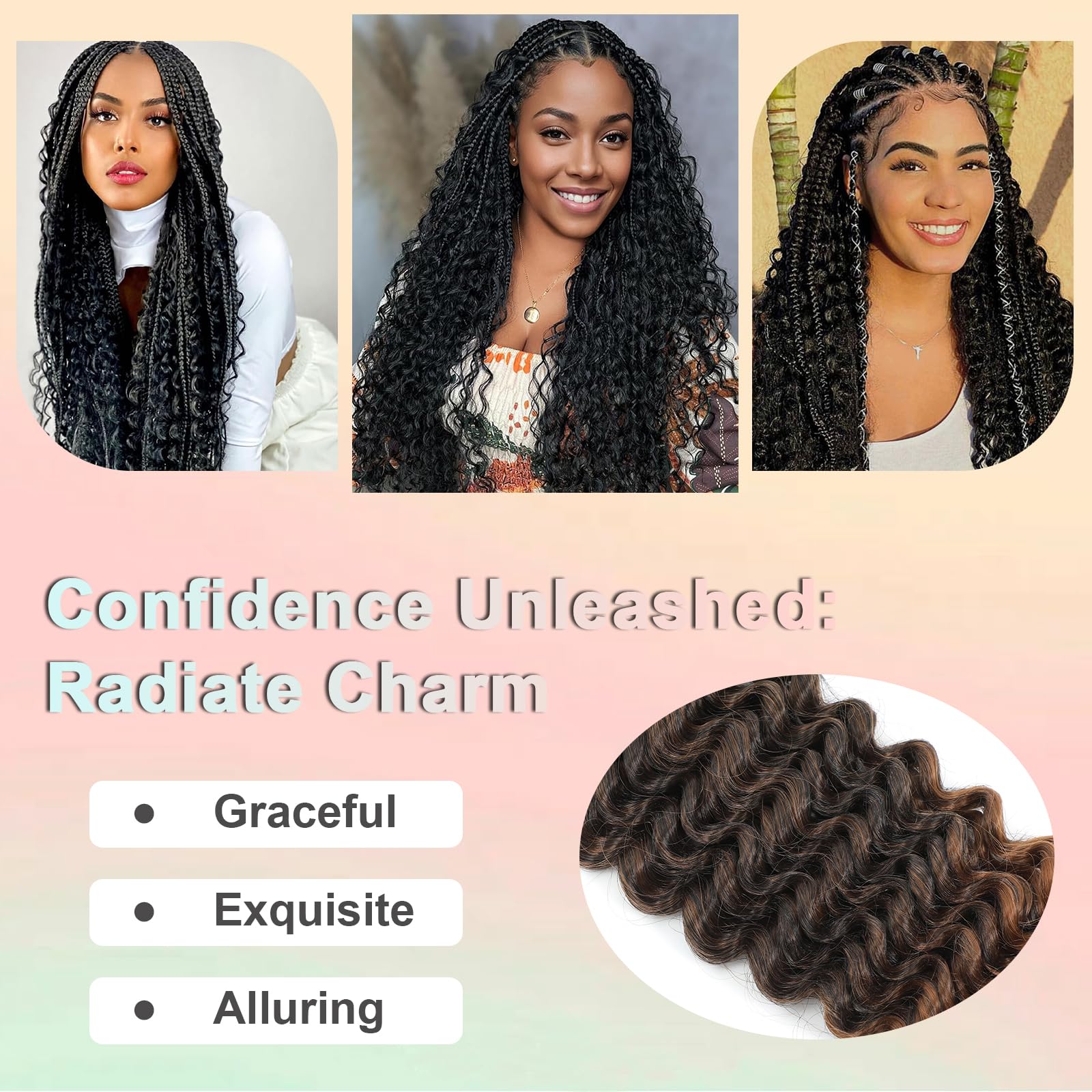 Deep Wave Bulk Hair for Braiding 18 Inch No Weft Deep Wave Bundles Curly Braiding Hair Extensions for Boho Braids and Wavy Braiding Hair 2 Braids per Pack (T30# - Image 4