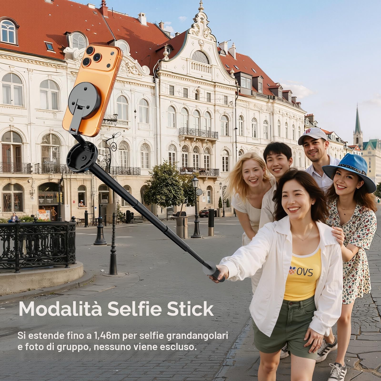 ULANZI MT85 Selfie stick treppiede magnetico con 4 piedi, Bastone selfie bluetooth con Apertura automatica, Treppiede con calamita 153cm, Compatibile con iPhone Serie 17 16 15 e Samsung Xiaomi Realme