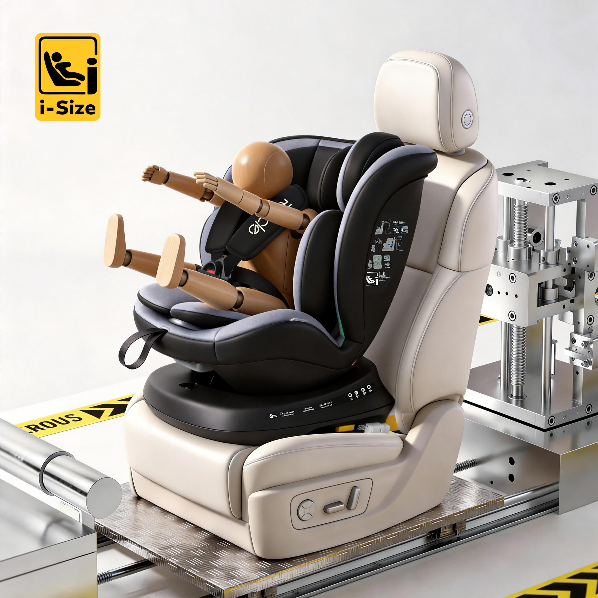 Reecle Kindersitz 360 i-Size Autositz 40-150 cm 360 Grad drehbar ISOFIX Schwarz