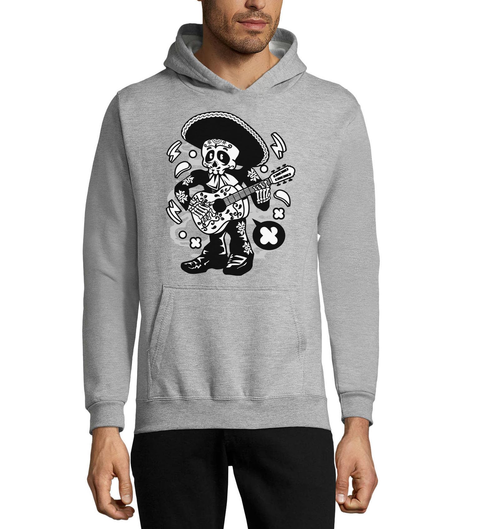 Mariachi Band meksykańska czaszka gitarzysta unisex mieszanka bawełny bluza z kapturem bluza z kapturem szara XS