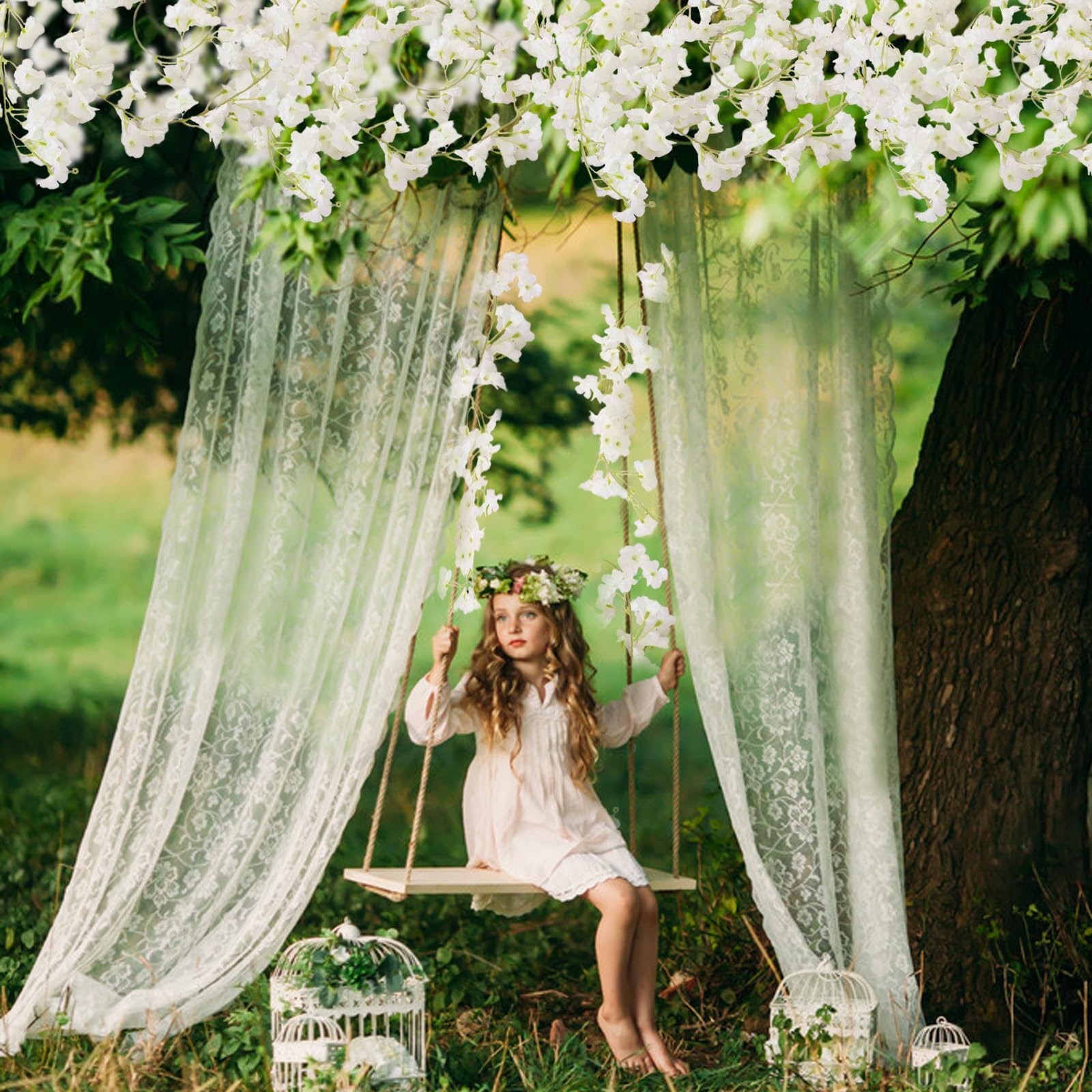 2 Rami Finti Di Fiori Di Ciliegio | 1.8m Bianchi Decorativi - Foto 13