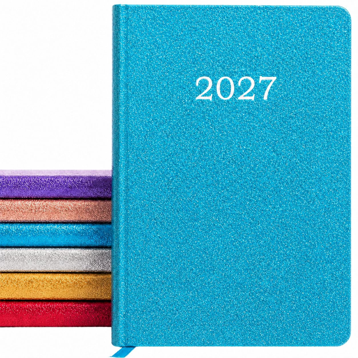 2027 Diary A5 Week to View Glitter Planner Journal with Notes Pages (Blue)