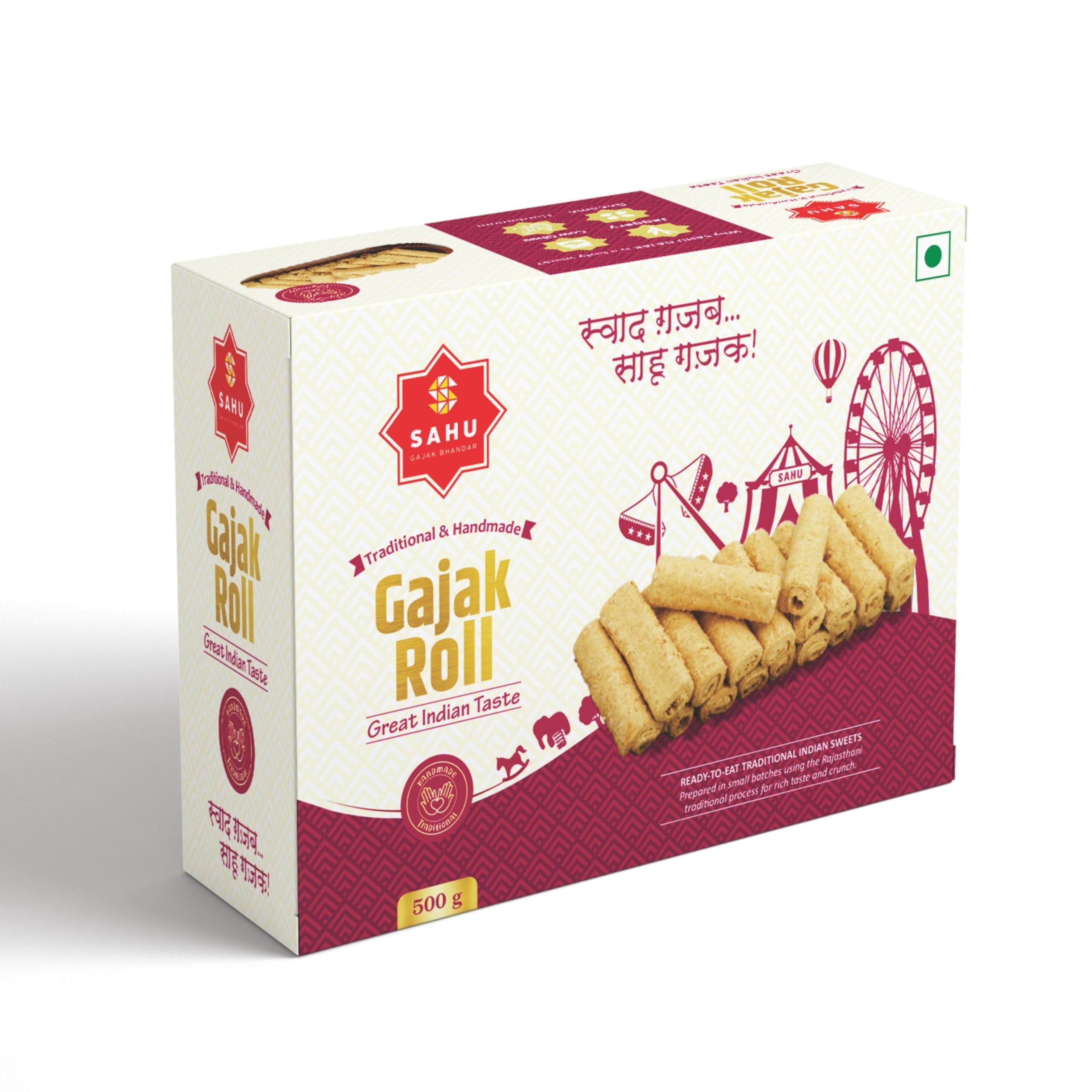 SAHU GAJAK BHANDAR Gajjak Biscuit 500g | Gazak 400g | Gajjak Roll 500 Gram | Gajak Rolls 400 Gram | 4 Items | Healthy Snacks Delicious Taste In Each Bites-picture-19