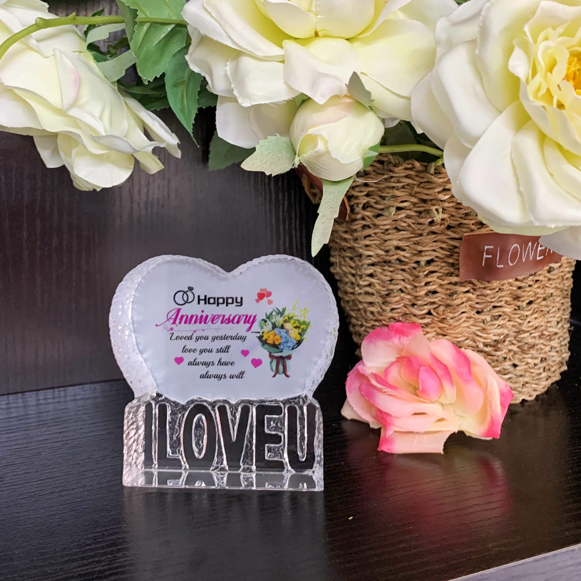 Messaggio Amore Luce Notturna Romantica Con Messaggio D'Amore | Regalo San Valentino Per Lei | Base USB | 3 Colori Luce Notturna Acrilico - Foto 4