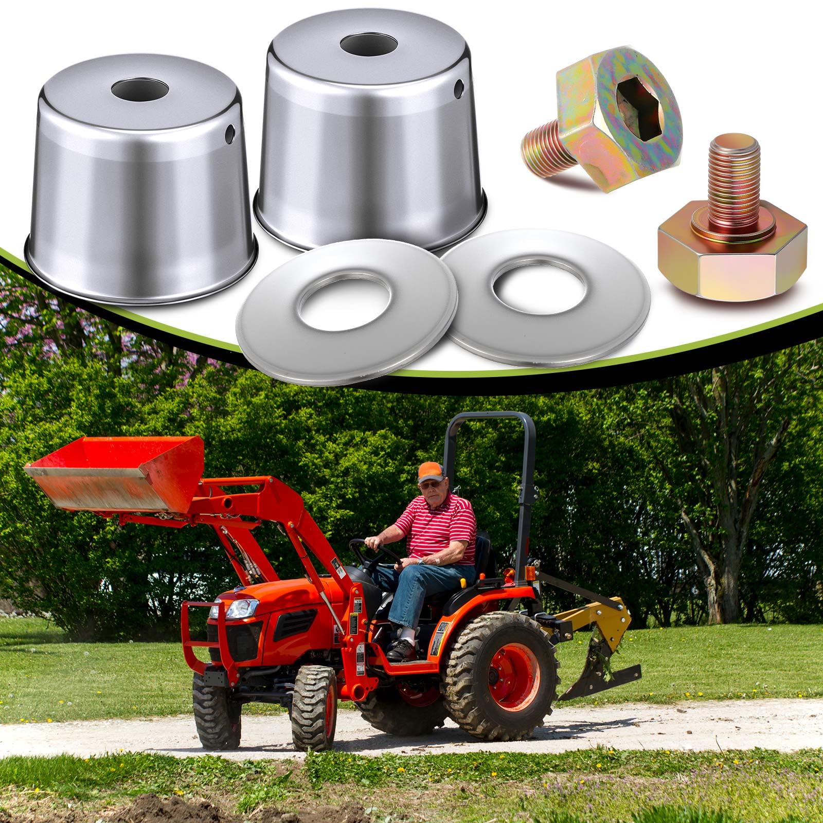 MorningRo Parti del ponte del tosaerba compatibili con Kubota ZD326 ZG222 ZG227, bulloni per lama del tosaerba e tappo antipolvere compatibili con K5651-34350 K5651-34352 K5651-34372 K5647-34312 (1
