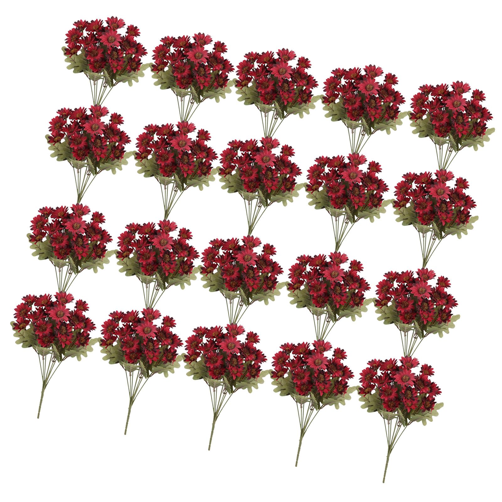 Sbshiouu Rose Red 25Pcs Realistic Artificial Synthetic Camomile Flower For Wedding Bouquet Home Flower Arrangement Balcony Garden Yard Outdoor Silkflowers