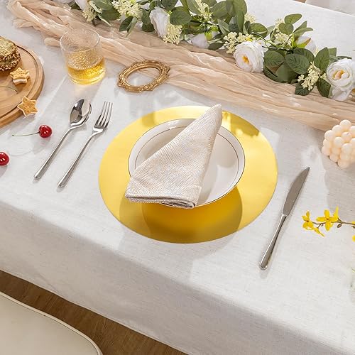 Miniatura 2 de SHACOS 100 Piezas Manteles Individuales Redondos Dorados, Manteles Individuales de Papel Desechables para Mesa de Comedor, Platos Base Mantel de