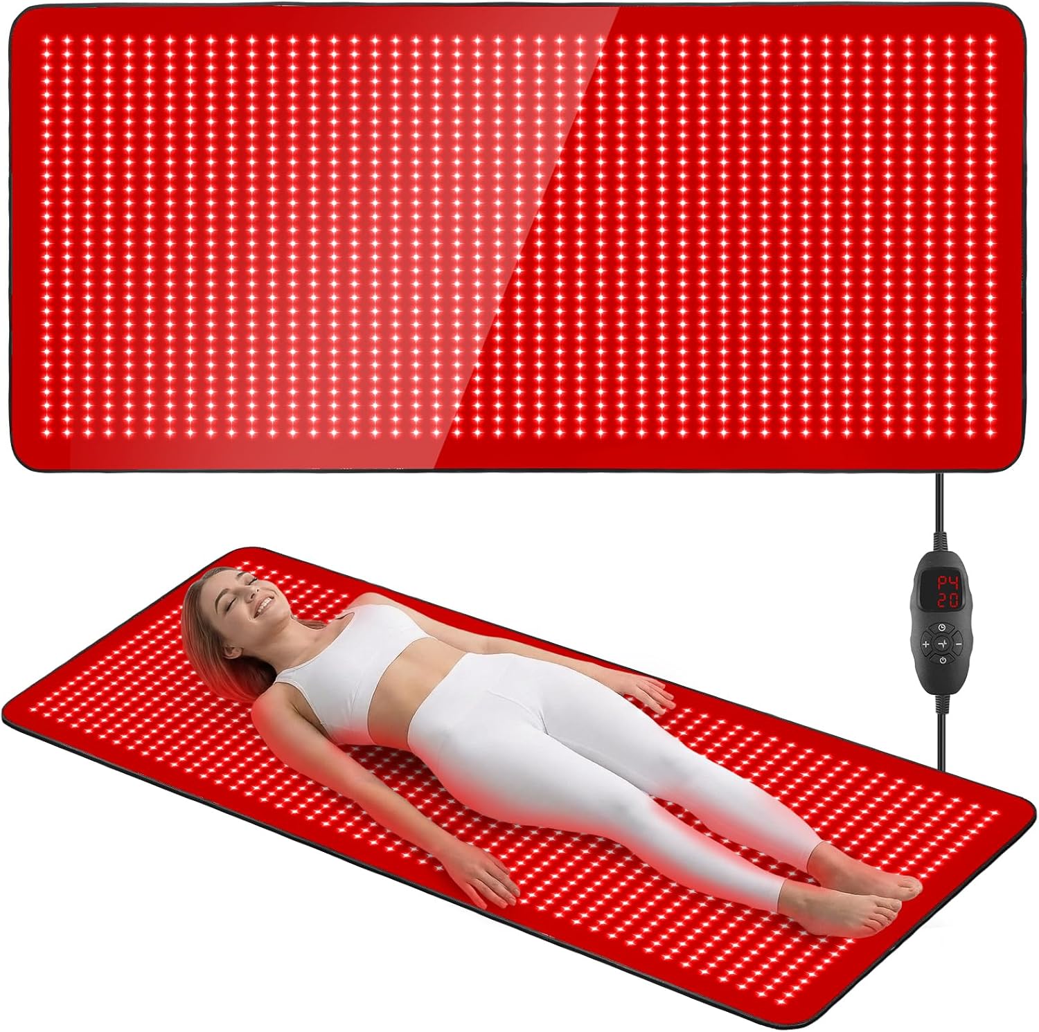Full Body Red Light Therapy Mat, 2in1 LEDs (660nm& 850nm) Red Light Therapy Blanket, 76.8” x 33.4” Premium Material, Adjustable Timer & Intensity