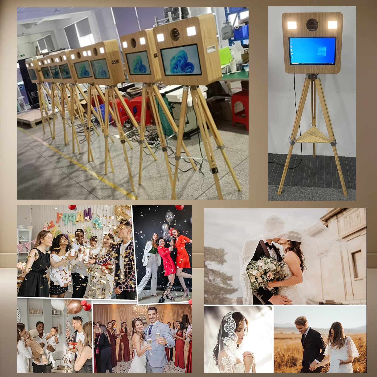 Cabina de fotos portátil con pantalla táctil de 39,6 cm, ideal para bodas, fiestas, celebraciones y eventos de alquiler (máquina de fotomatón)