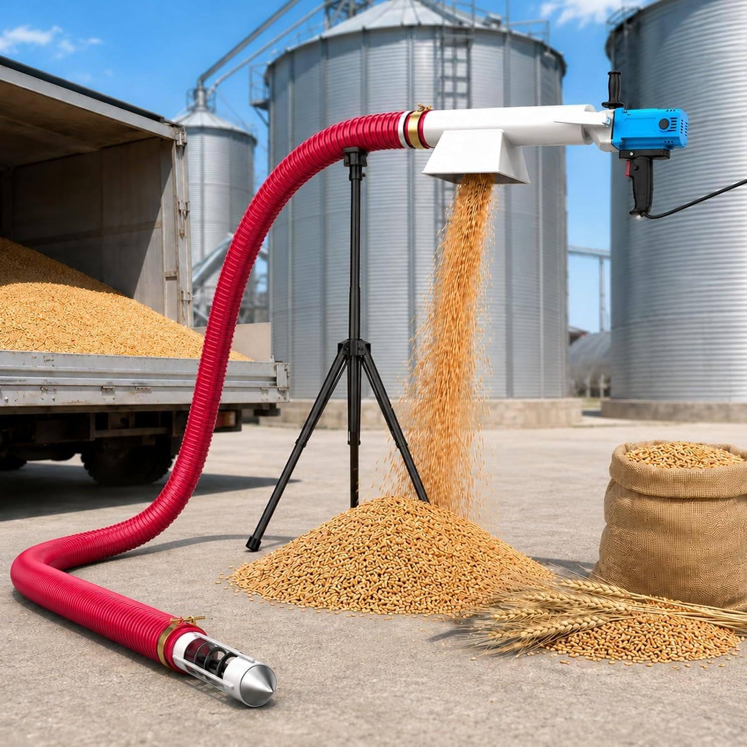 Coclea Flessibile 2800W per Cereali, Granuli e Polveri 3m