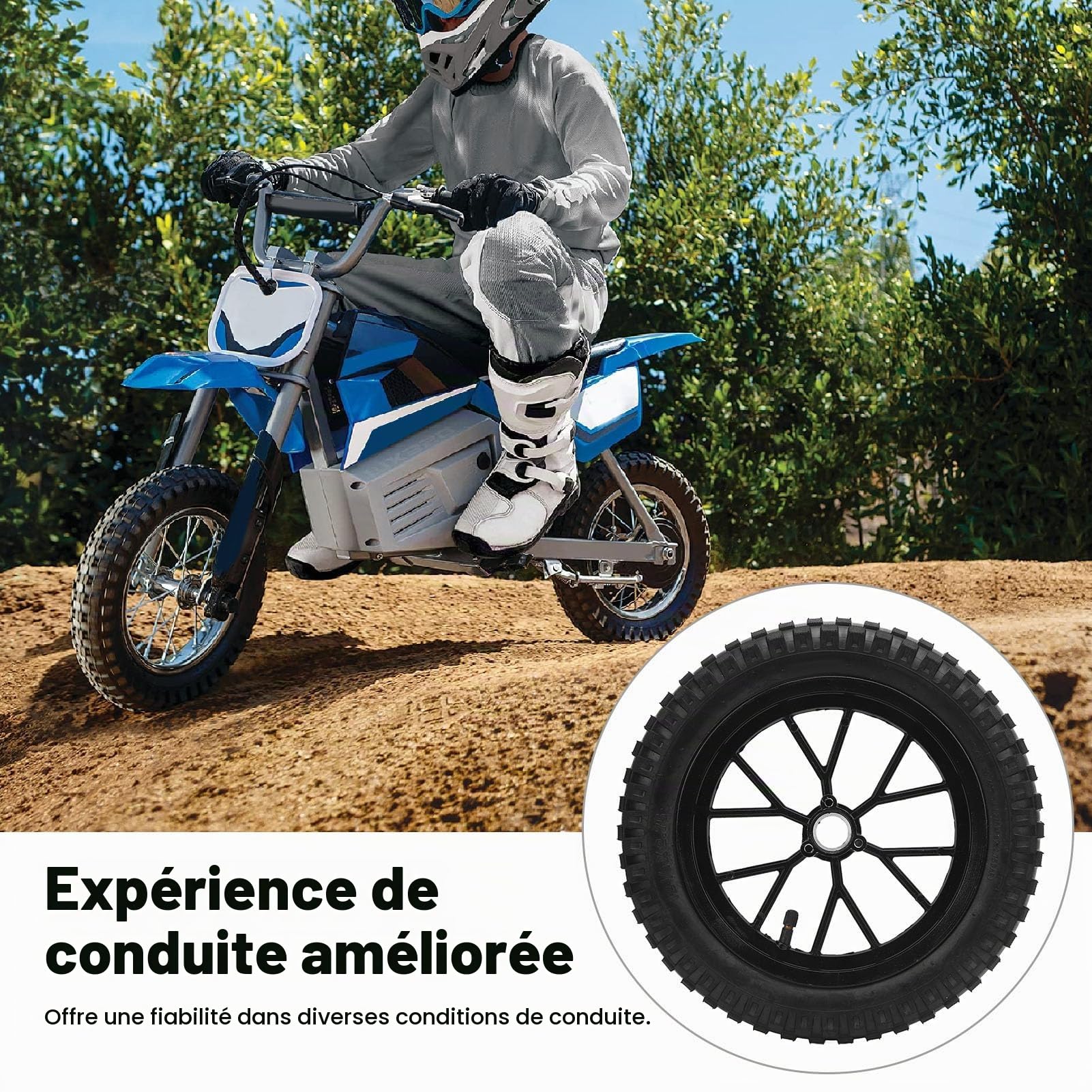 Jante de Roue Arrière 12,5 X 2,75, Adhérence Améliorée, Traction Supérieure, 2 Temps, 47 cm³, 49 cm³, Pocket Bike