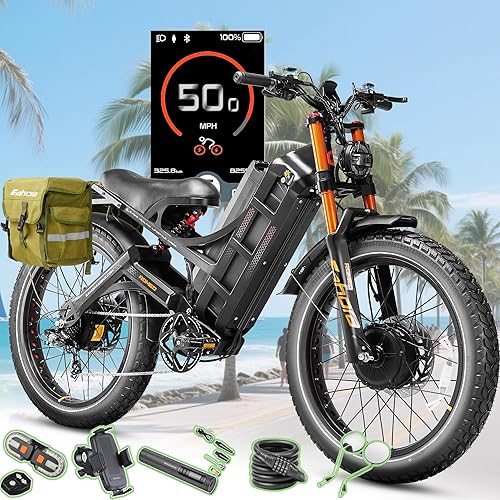 eAhora Romeo Pro 3/2 [2026] 46-50 Mph Electric Bike for Adults, Peak 5600W Dual Motor Ebike, 60V/52V 80Ah/70Ah 250 Miles Long Range E Bike, 26”*4.0 Fat Tire Air Full Suspension Off-Road E-Bike