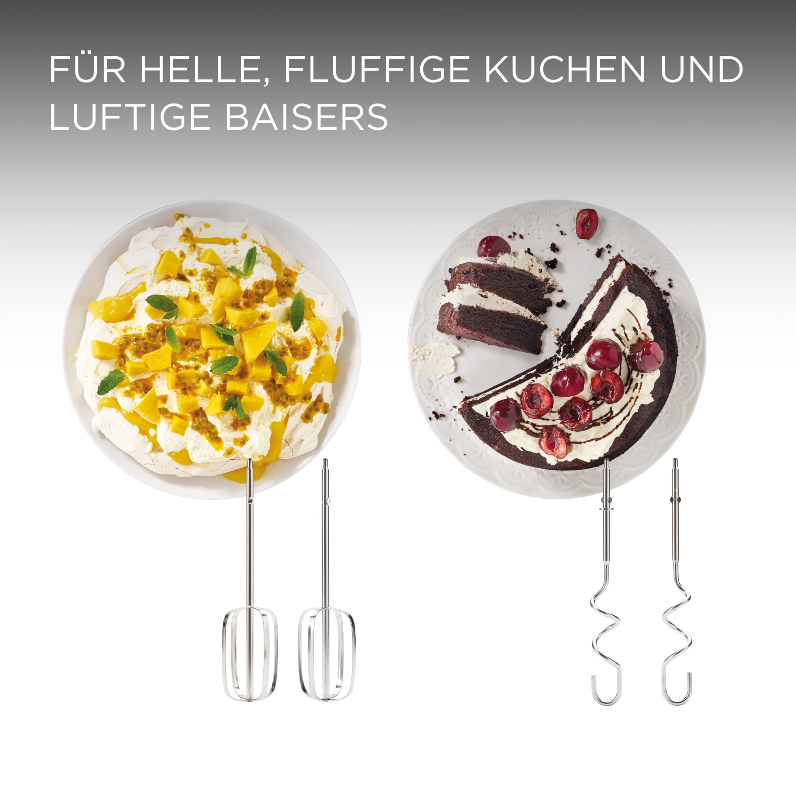 Kenwood QuickMix+ HMP50.000WH Handmixer - Handrührgerät mit variabler Geschwindigkeit und Pulsfunktion, inkl. Edelstahl-Knethaken und -Schneebesen zum Backen und Kochen, 650 Watt, Weiß