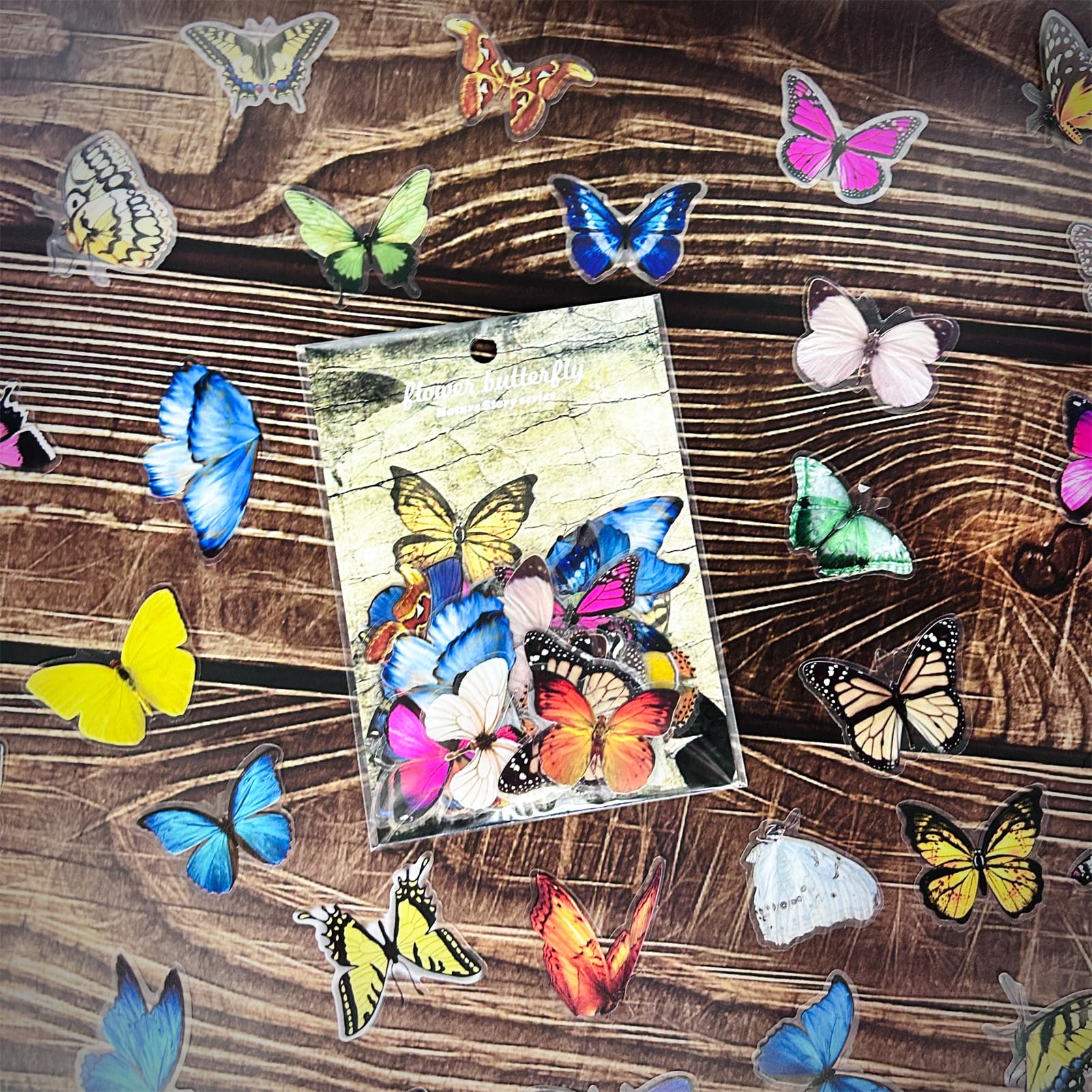 Ta Merry Butterfly Stickers for Adults，60pcs Scrapbook Accessories Self-Adhesive Flower Fairy Waterproof PET Stickers Craft Supplies for Scrapbooking,Card Making,Journal,Laptop