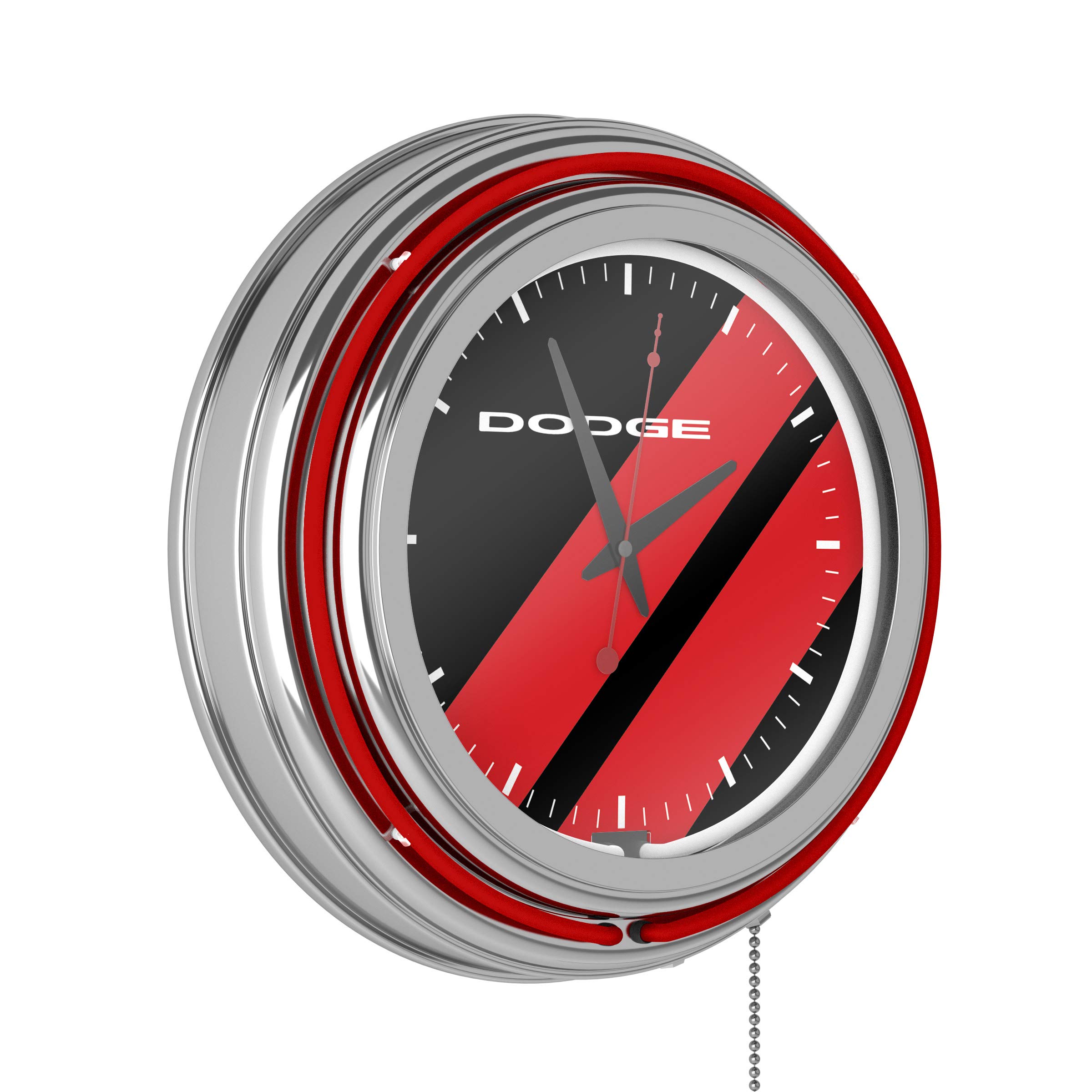 Trademark Gameroom Big Stripe Dodge Chrome Double Rung Neon Clock