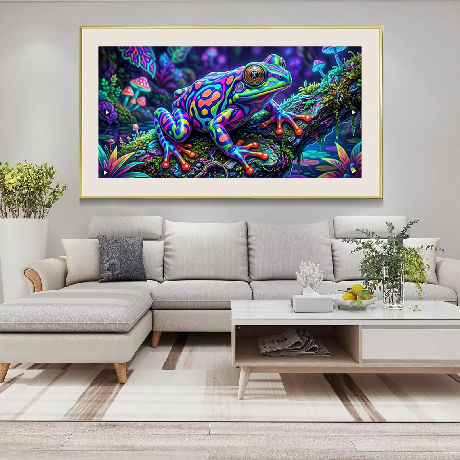 Diamond Painting Frosch Diamant Painting Bilder, 5D Tier Eckige Steine Full Drill DIY Set Erwachsene Diamanten Kinder Bastelset, Kreatives für Erwachsene für Home Decor Wand Deko, 60x120cm, Cod-726