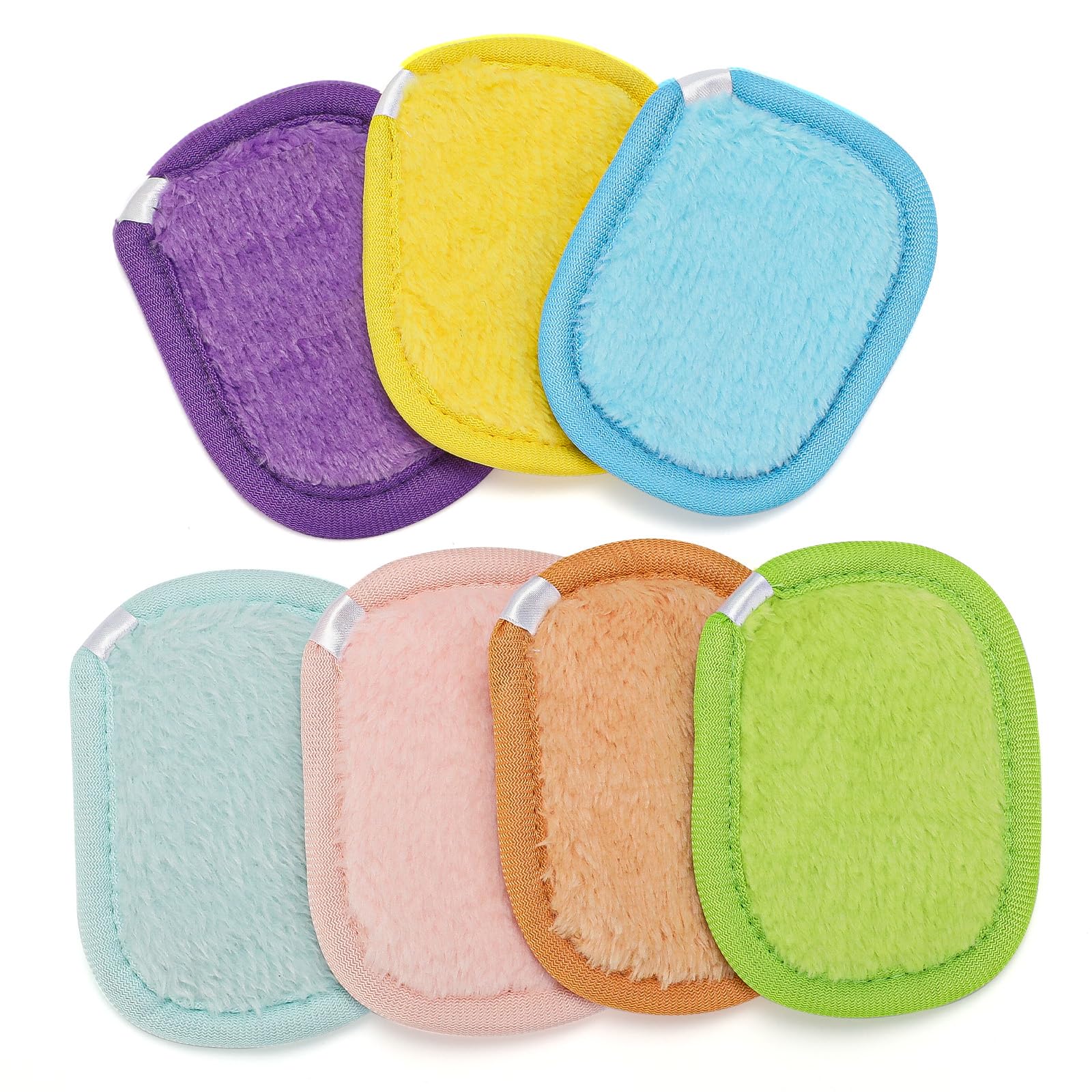 AiQInu Pack of 7 Make-Up Pads 10 x 8 cm, Reusable Make-Up Pads Washable, Multicoloured Washes, Ideal for Facial Cleansing, Travel and Daily Care