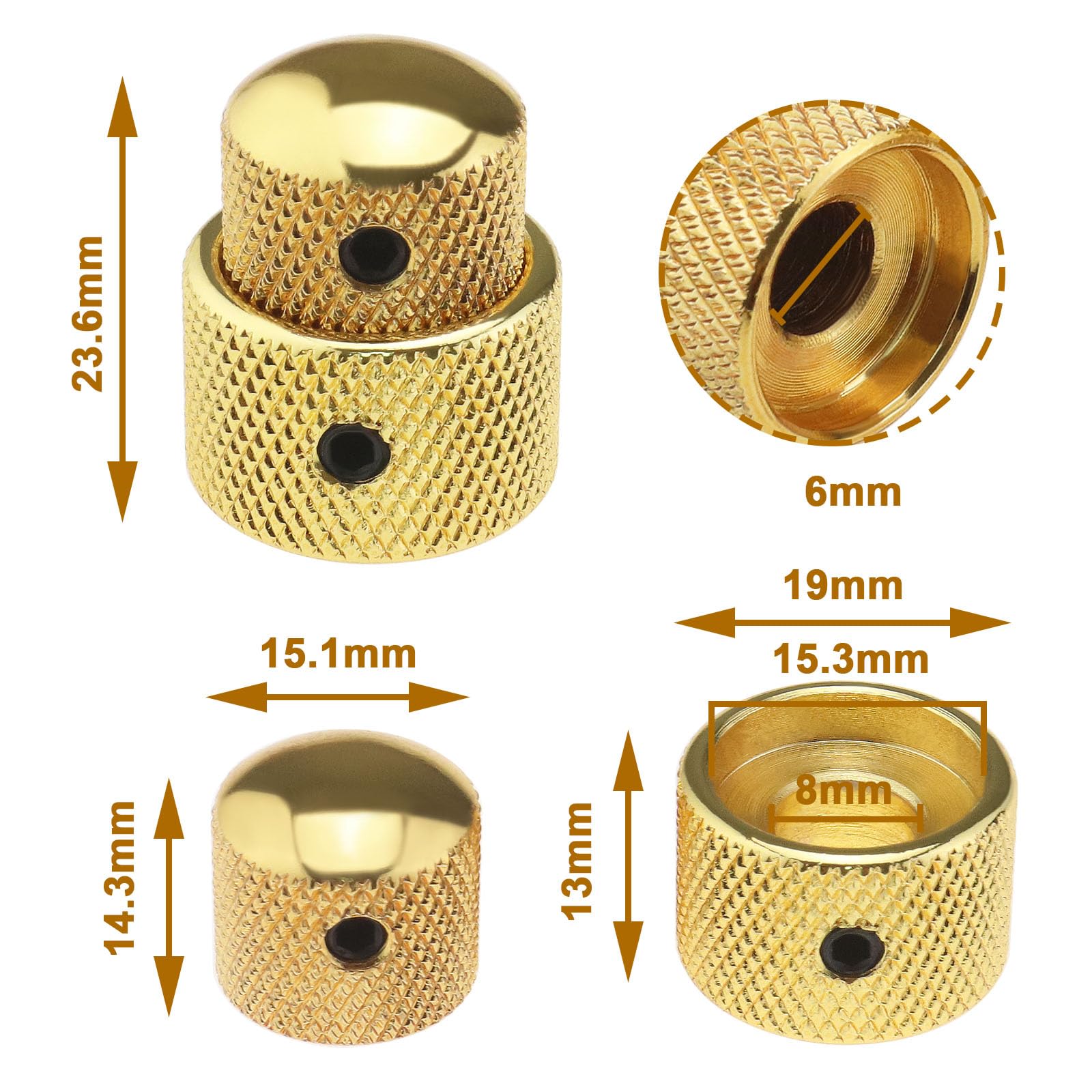 The Lord of the Tools 2pcs Guitar Dual Layer Concentric Control Knobs Electric Guitar Metal Volume Knob Potentiometer Cap Guitar Double Layer Metal Knob Cap Volume Knob Cover - Image 4
