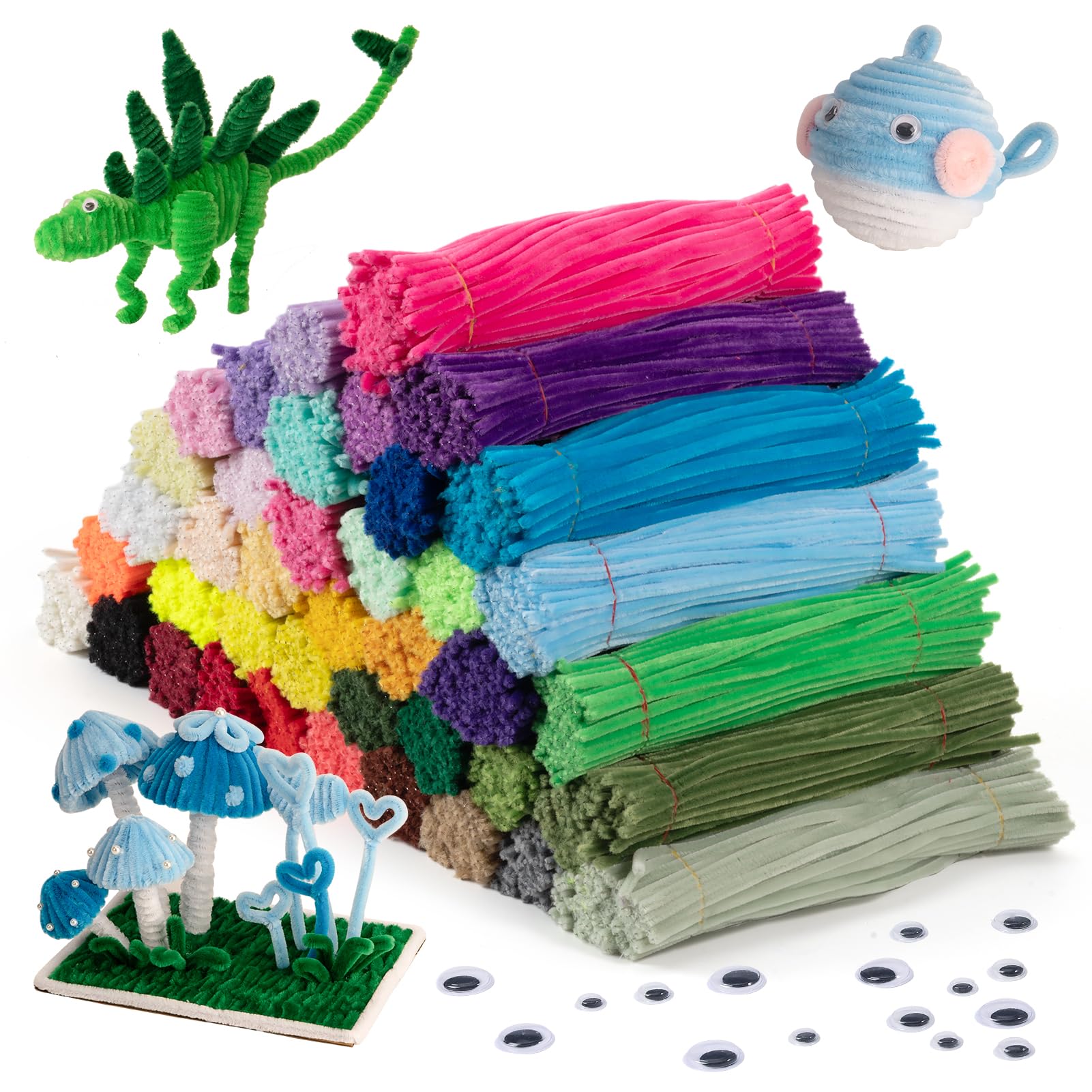 Caydo Lot de 4 000 cure-pipes de 40 tiges en chenille de couleurs assorties pour l'art et l'artisanat, nettoyeur de tuyaux pour projets d'art et d'artisanat, cadeaux créatifs, décorations de fête