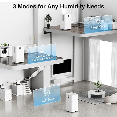 Miniatura 7 de ZAFRO Deshumidificadores para el hogar y el sótano con manguera de drenaje, deshumidificador de ahorro de energía máximo de 24 pintas con drenaje