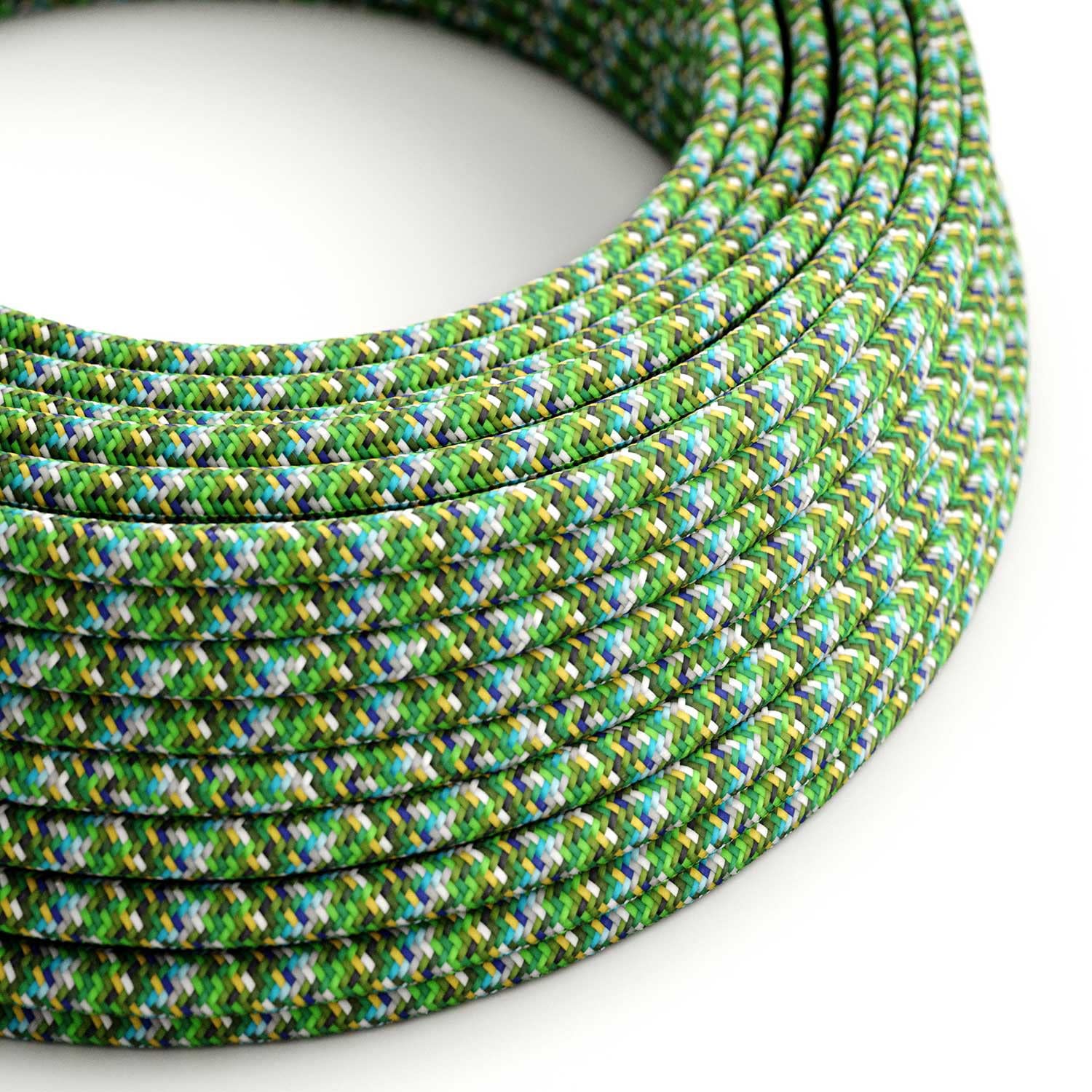 Creative-Cables L'originale cavo elettrico rivestito in tessuto 2 x 0,75 mm² (50 m, Pixel Verde RX05) – Rotondo, effetto seta – Sicurezza certificata, made in Italy