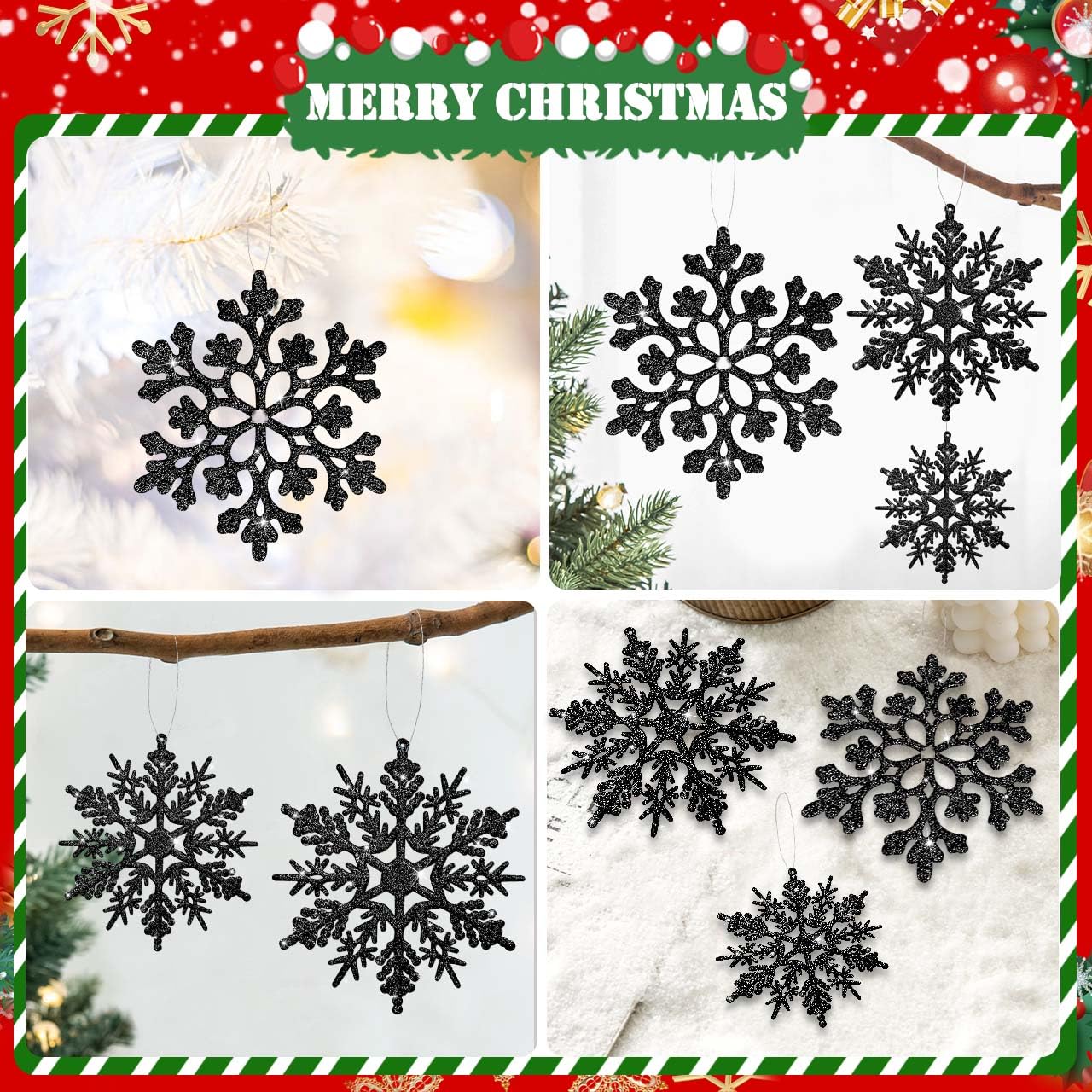 Adornos De Copo De Nieve De Plástico Brillante De 3.9in (30 Quilates