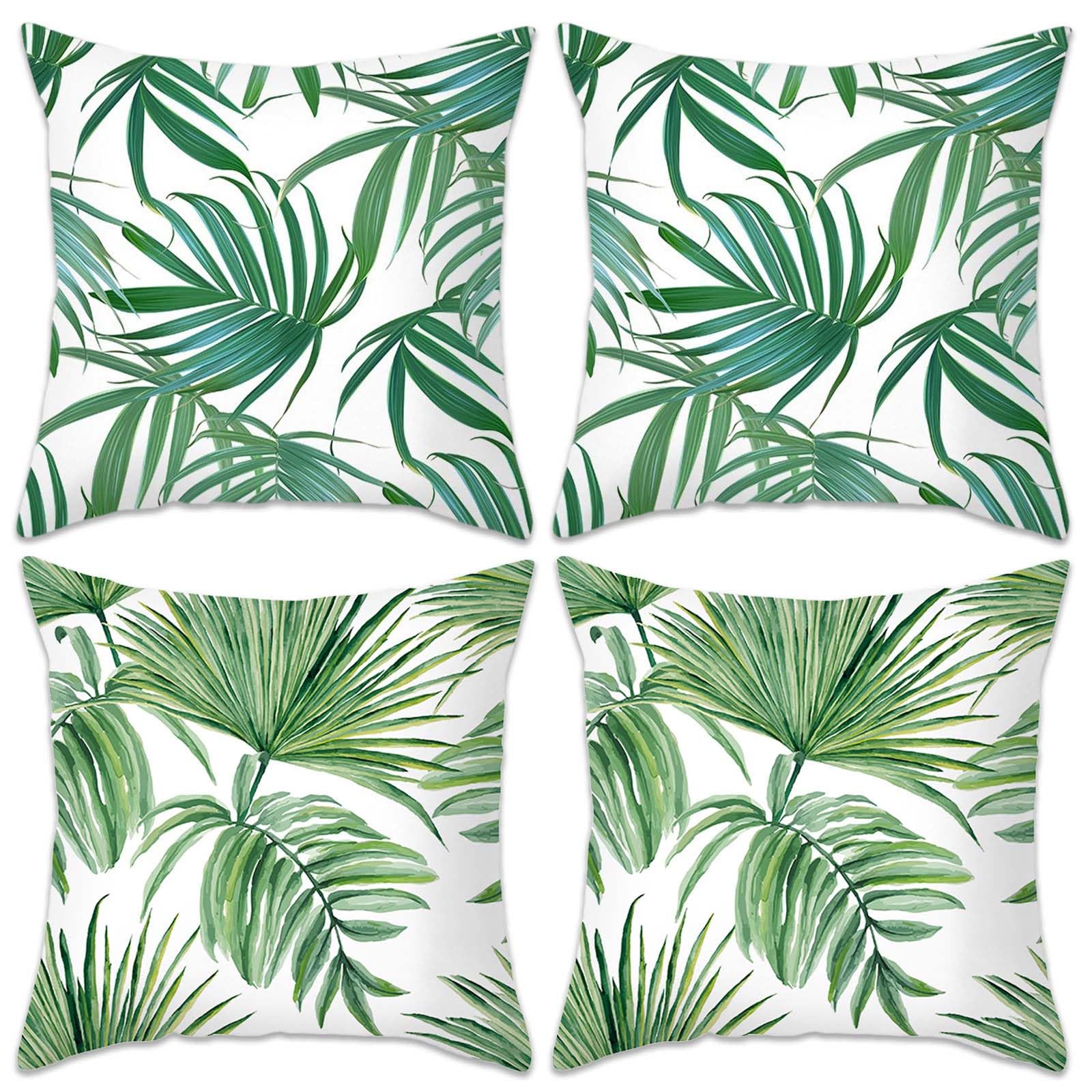 Betadistor Pillow Protectors 4 Pack 18x18 Inches Tropical leaves Decorative Throw Pillow Case for Home Office Sofa Bedroom Car Garden Double Sided Printing