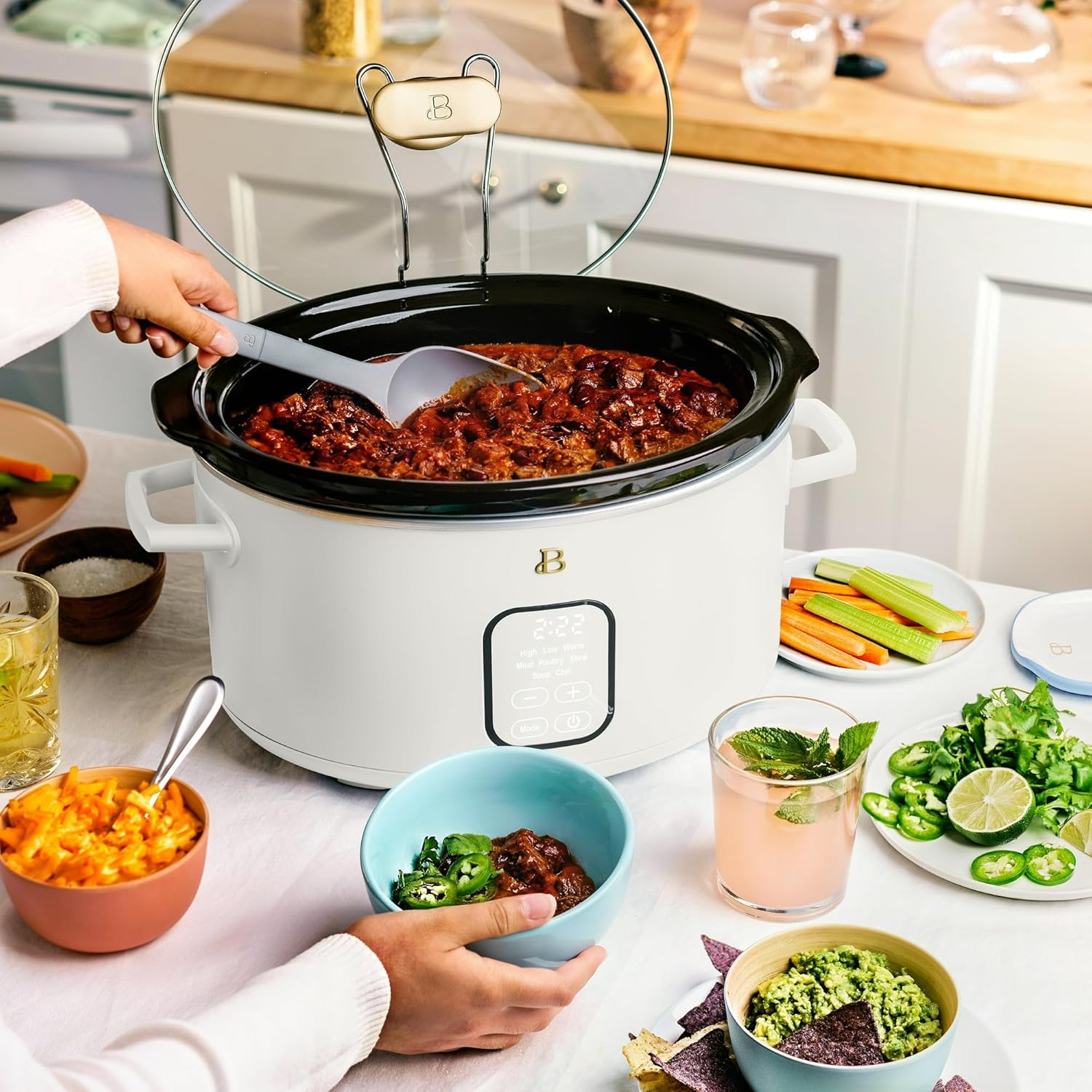 6-Quart Oval Slow Cooker with Removable Dishwasher-Safe Stoneware & Glass Lid, 3 Heat Settings, Manual Dial - Serves 7, Perfect for Family Meals, Soups, Stews & Roasts