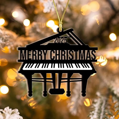 Miniatura 4 de Adorno de piano 2025  Adorno navideño de piano de cola para árbol, regalos de piano de madera para músicos, regalos para músicos, decoración de
