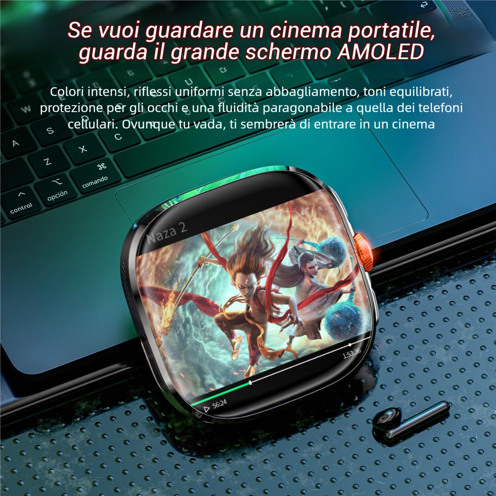 LOKMAT 4G Scheda SIM Smart Watch Android, Schermo AMOLED Grande 2.16'' 3GB+32GB Smartwatch per Uomini e Donne con Camera Rotante WiFi GPS, Orologio Tracker di Attività Fitness 1150mAh (Nero)