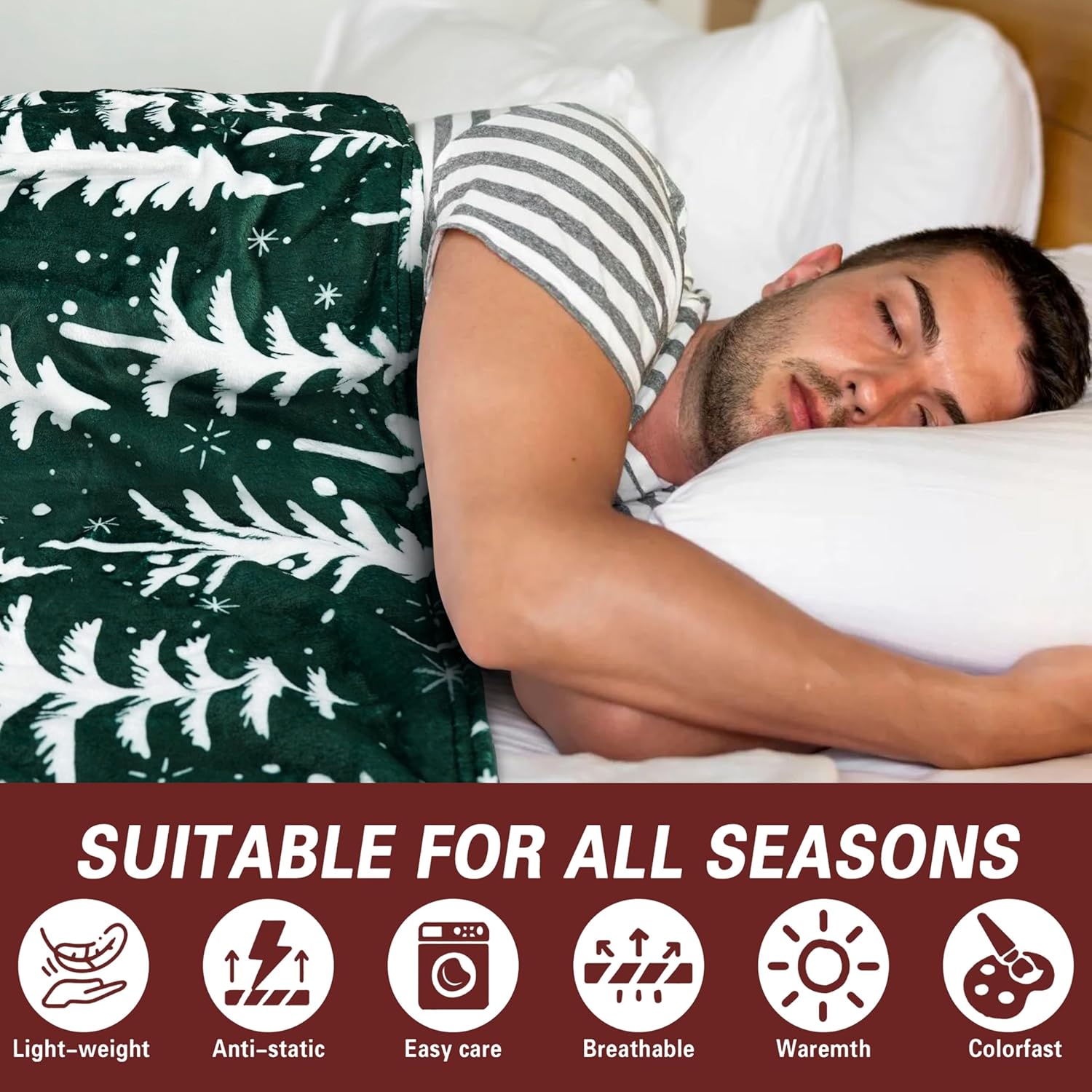 Christmas Tree Throw Blanket 50x60 Inch Merry Christmas Green Blankets Soft Lightweight Cozy Plush Blanket for Holiday Xmas Decor Gifts - Image 5