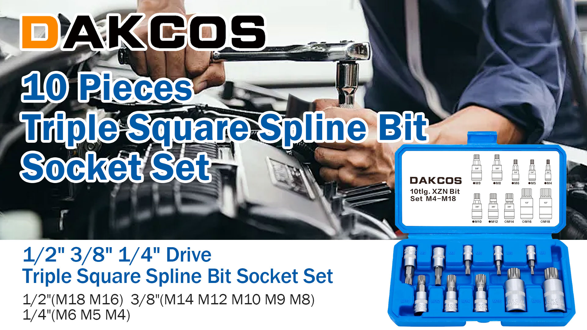 DAKCOS XZN Lot de 10 douilles M4-M18 pour entraînement 1/2