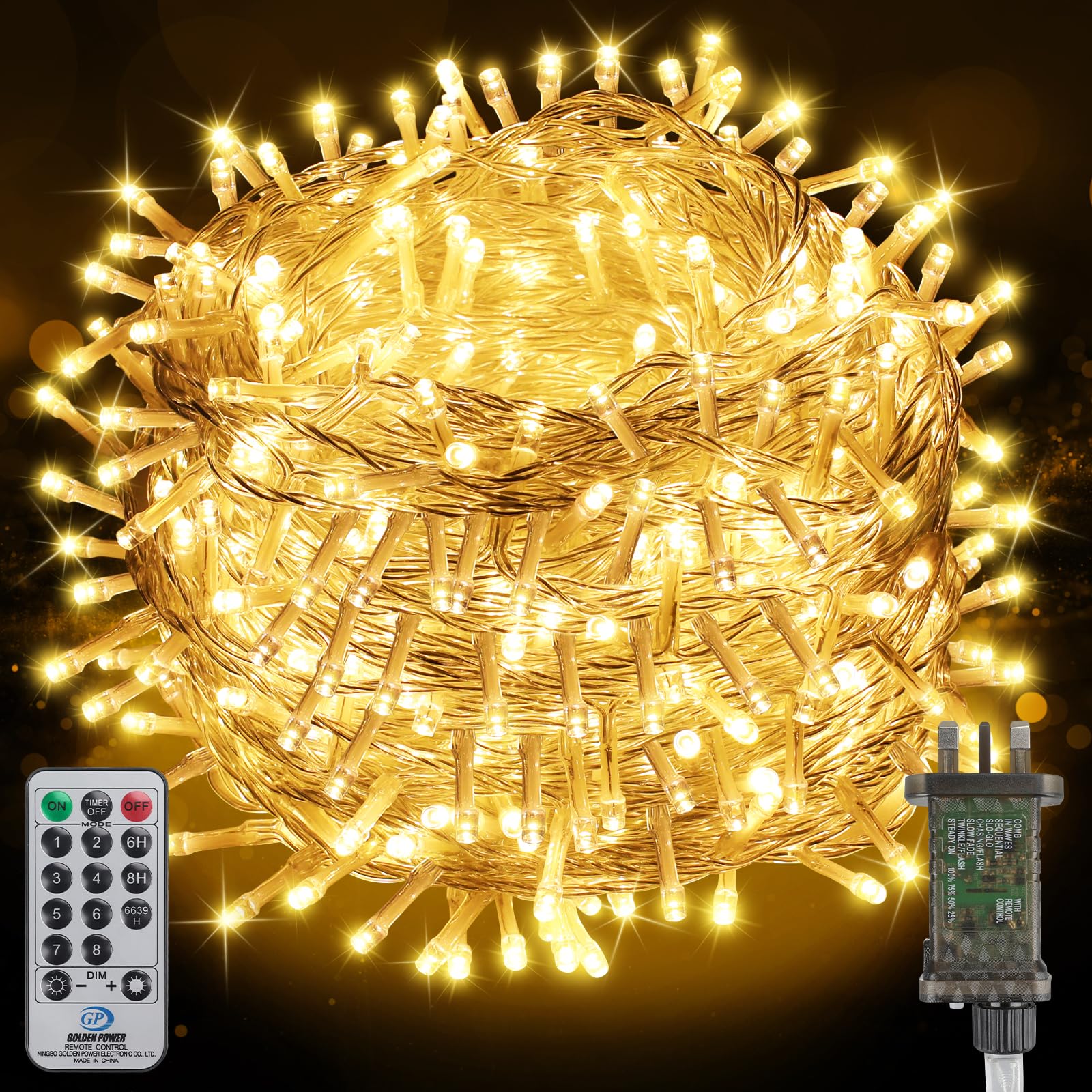 50M 500LED Christmas Lights Mains Powered,Warm White Fairy Lights with Plug/Remote/Timer/8 Modes,Bright Waterproof Lights Outside Indoor Garden Party Wedding Christmas Tree Decor