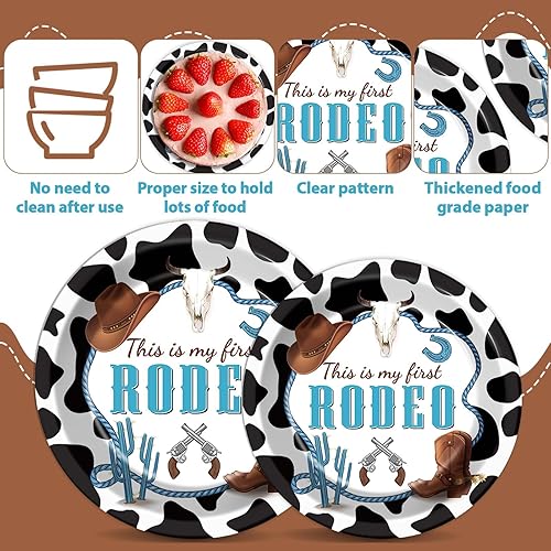Miniatura 3 de 96 piezas de suministros para fiesta de cumpleaños de 24 invitados, vajilla de vaquero occidental, servilletas, decoraciones de mesa, vajilla del