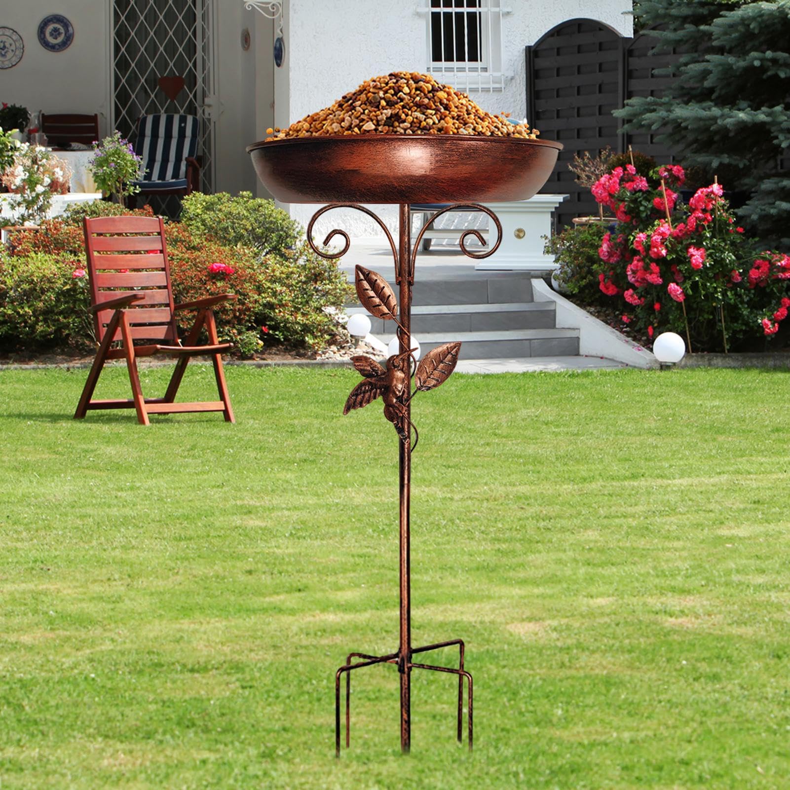 Bains d'oiseaux pour l'extérieur Cuvette À Eau en Métal Antirouille | Bain À Oiseaux Pour Patio Pour le Patio la Cour le Balcon le Jardin la Pelouse la Décoration l'Eau le Colibri l'Étang la