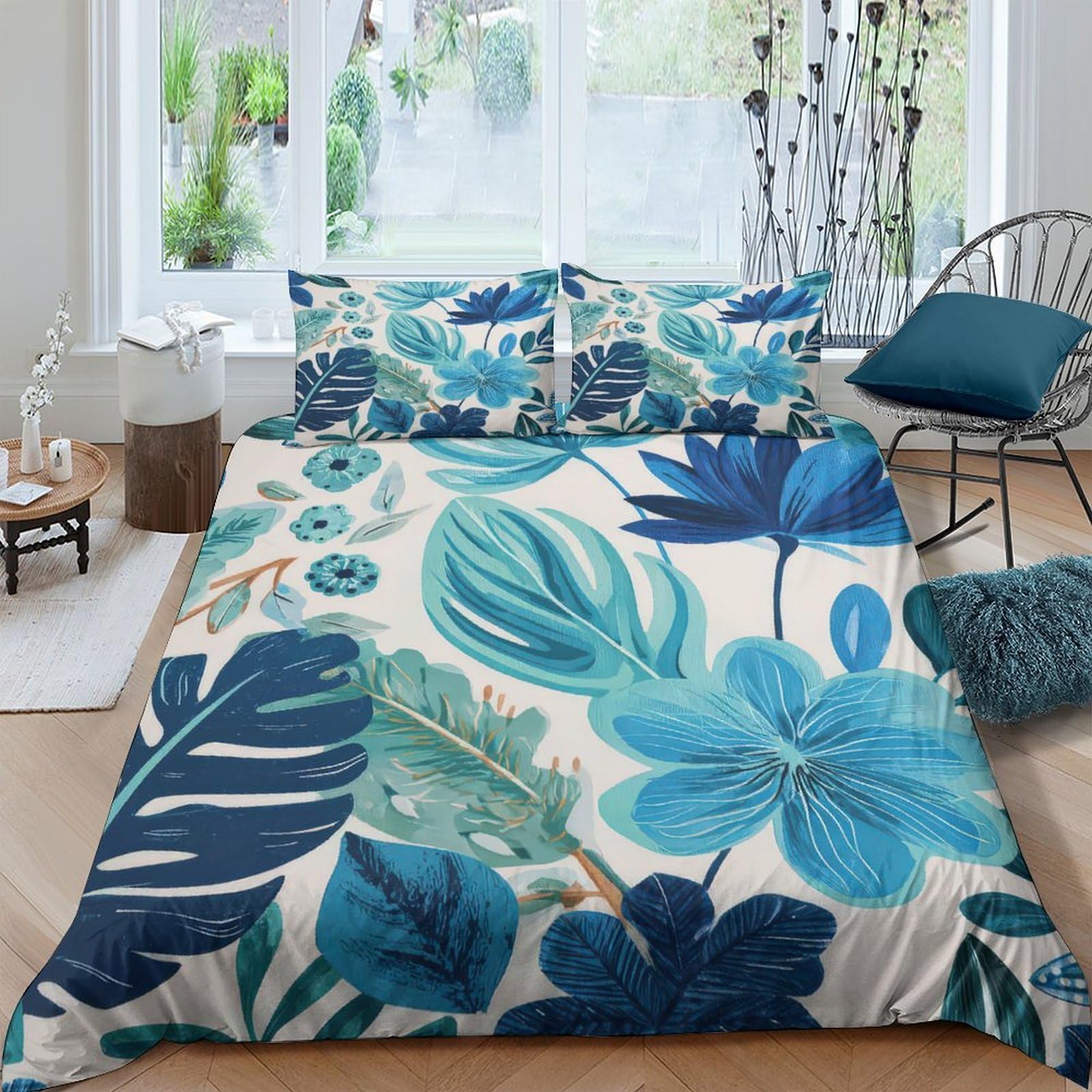 Ctjqhvkz Style-9 3D Printed Tropical Leaf Fitted Sheet Microfiber Soft Green Botanical Mattress Cover For Bedroom Guest Room Decor Single（135X200cm）