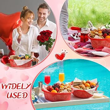Bokon 6 Pcs Valentine's Day Heart Shaped Basket 6.7 Red Heart Plastic Basket Small Galentine Bucket Gift Party Favor Container Storage Anniversary Table Centerpieces, Wedding Bride Shower Home Decor