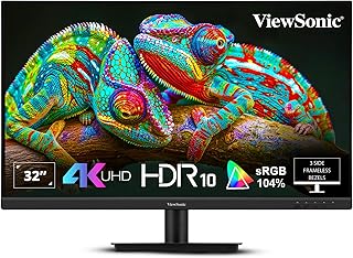 ViewSonic VA3208-4K-MHD (81.28cm) 32 Inch 4K UHD 3840x 2160 with Built-in Speakers, HDR10, sRGB 104%, Eye ProTech, SuperClear VA Panel, HDMI and DisplayPort