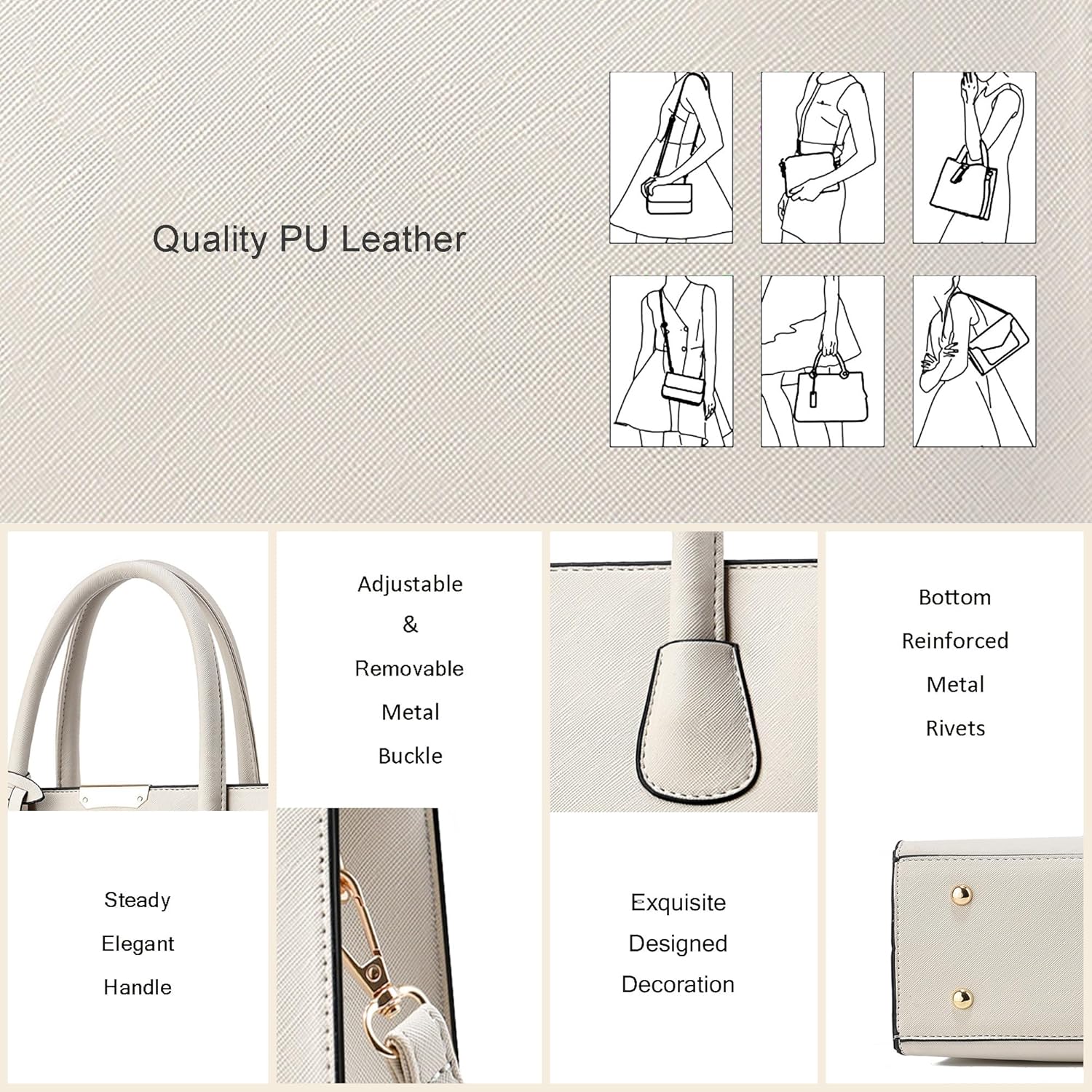 CHICAROUSAL Crossbody Purses and Handbags for Women PU Leather Tote Shoulder Bags Top Handle Satchel - Image 6