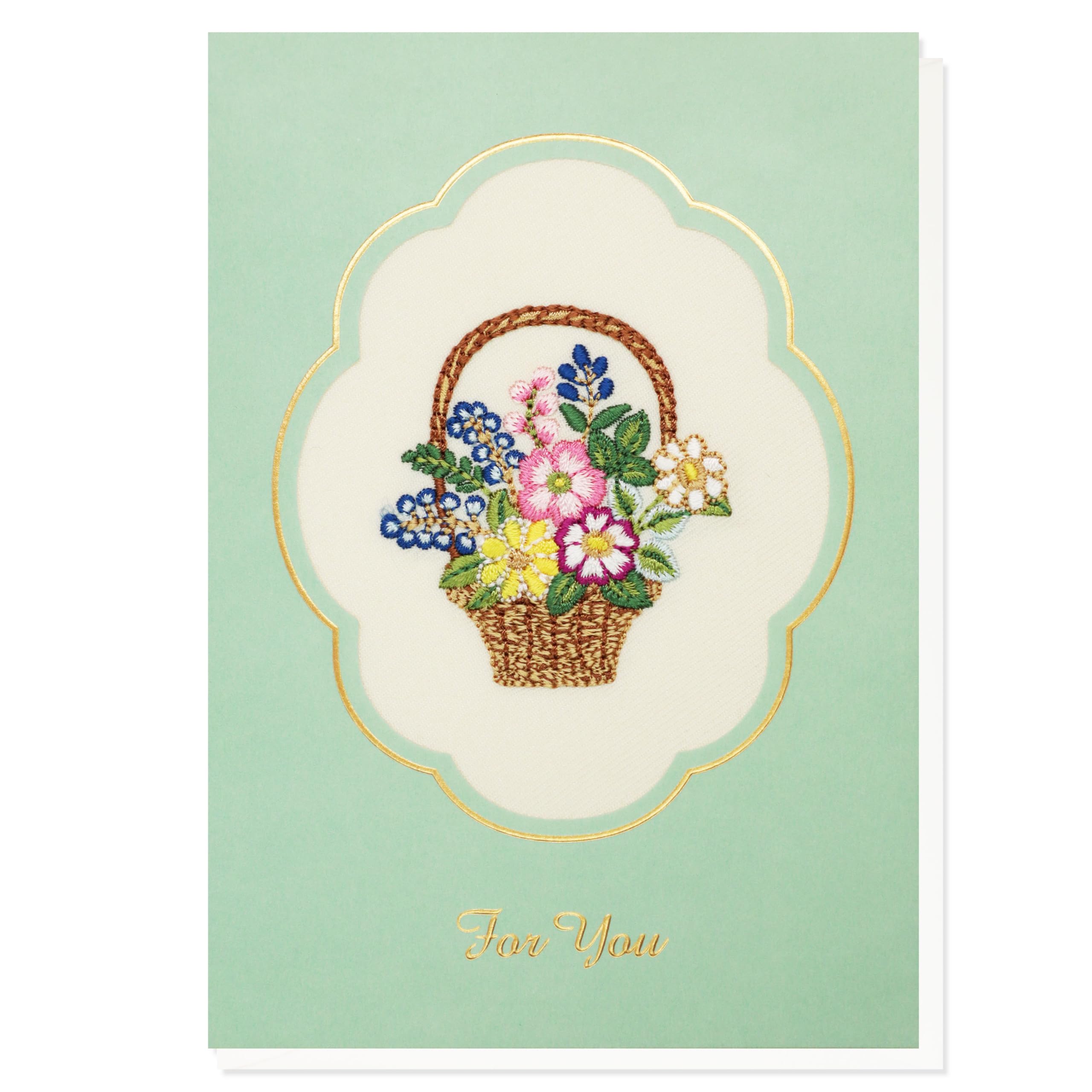 Amazon | 【 メッセージ カード 花 柄 刺繍 グリーン 女性 】 リーフ