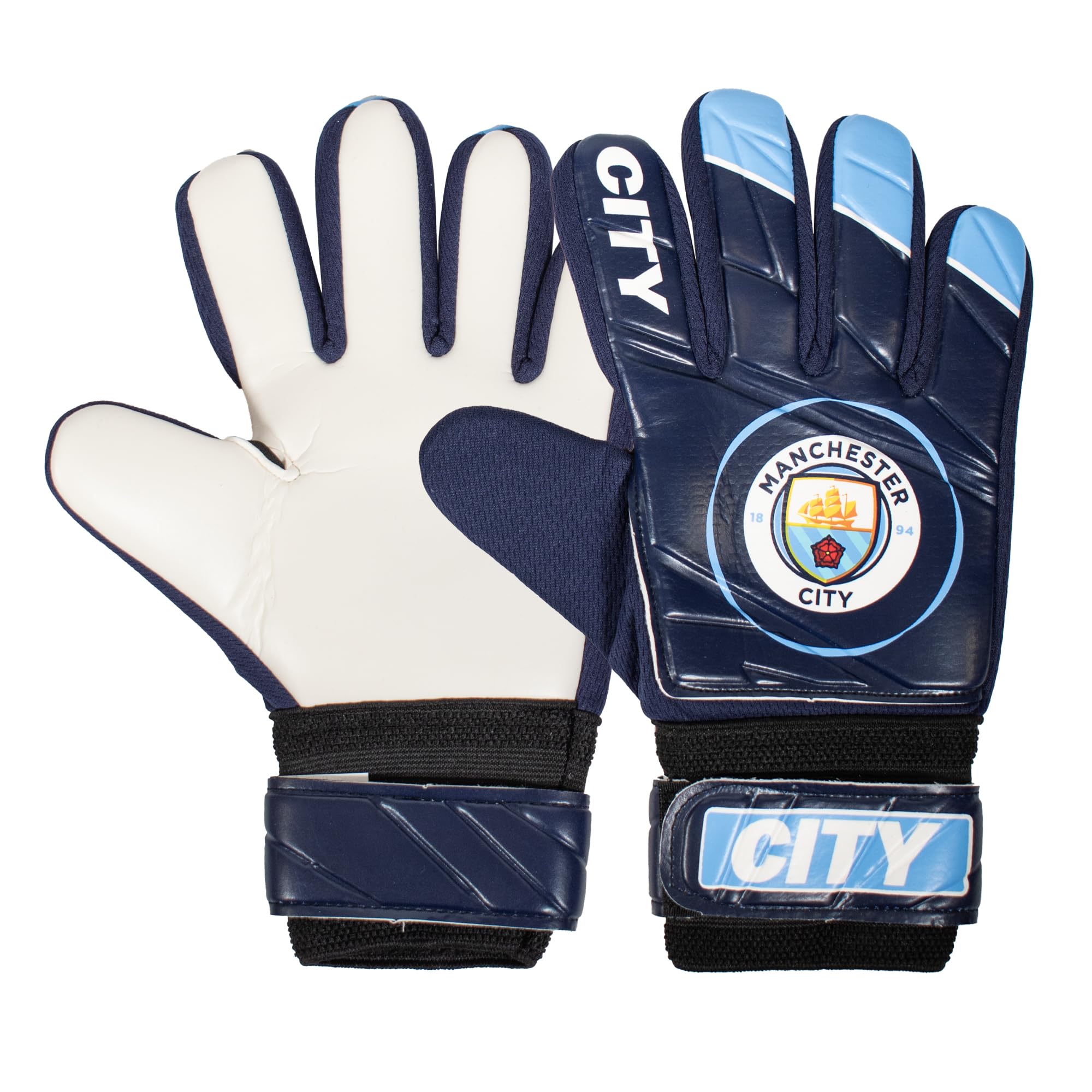 MANCHESTER CITY Boys Gloves Goalie Goalkeeper Kids Youths OFFICIAL Football Gift