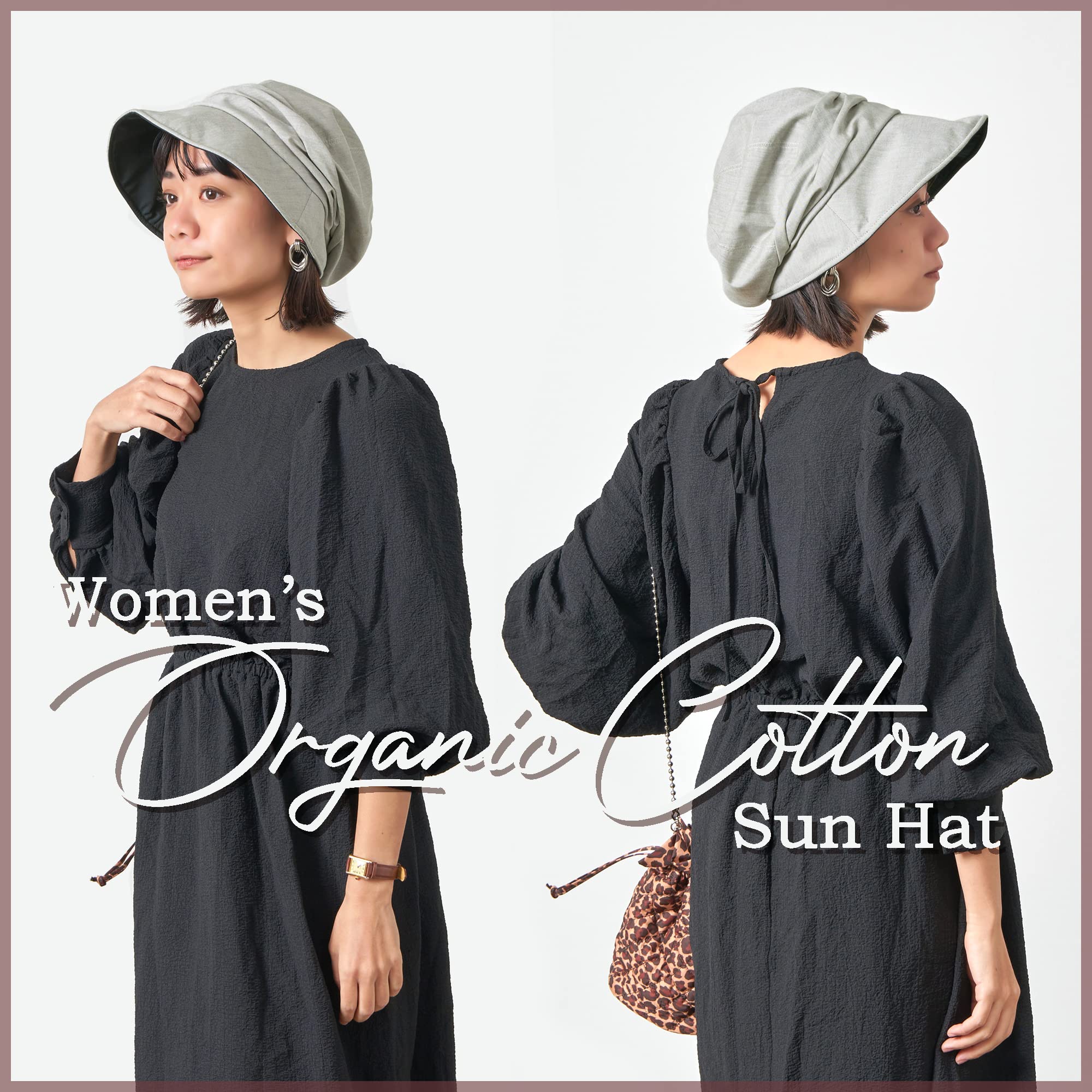 CHARM Cappello da Sole Donna Estivo, Berretto A Tesa Larga Newsboy 100% in Cotone Organico, Protezione SPF