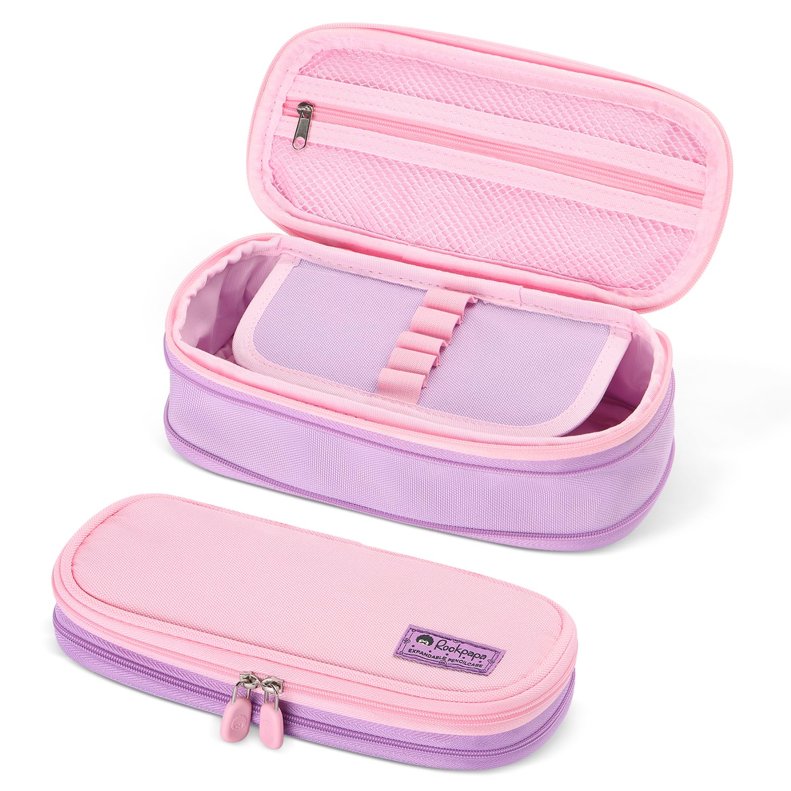 rockpapa Expandable Cute Pencil Case for Girls Aesthetic Pencil Case with Compartments